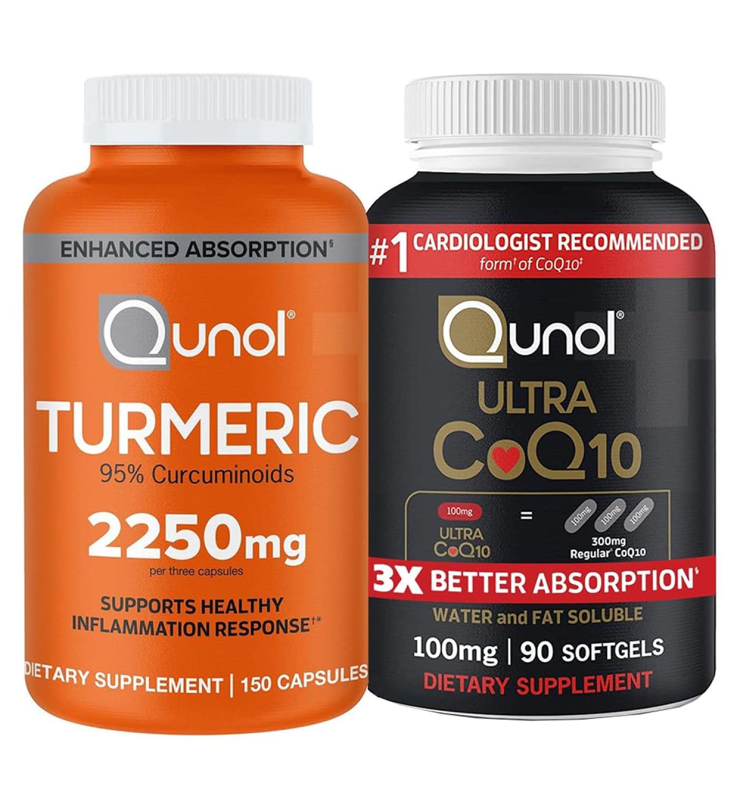 CoQ10 & Turmeric: Turmeric Curcumin 2250mg 150 Capsules & Ultra CoQ10 100mg 90 Softgels