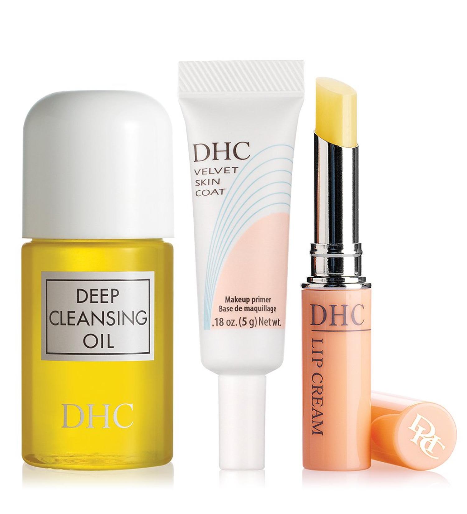 DHC Travel Essentials: Deep Cleansing Oil Mini, Velvet Skin Coat Mini, Lip Cream - 1 fl. oz, 0.18 oz, 0.05 oz - Buy Online on GoSupps.com