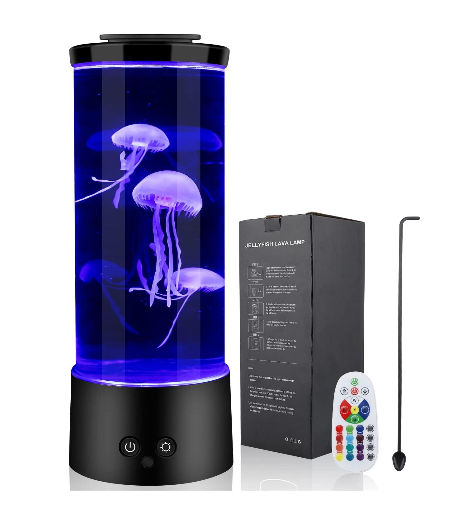 Jellyfish Lava Lamp - 16 Color Changing Lights, Aquarium Night Light, Mood Table Lamp for Bedroom - Great Gift for Adults and Kids - Buy Online on GoSupps.com