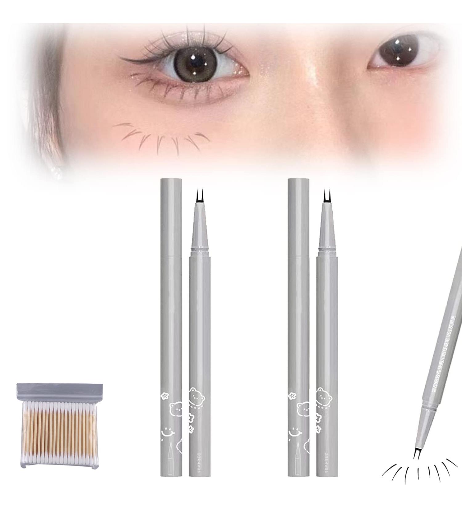 Double Tip Lower Eyelash Pencil Double Tip Eyelash Pencil Waterproof Liquid Eyeliner Pen Super Slim Eye Liner Eyelash Pencil Long Lasting Sweat Proof Without Taking Off Makeup (2PCS+Brown) - Buy Online on GoSupps.com