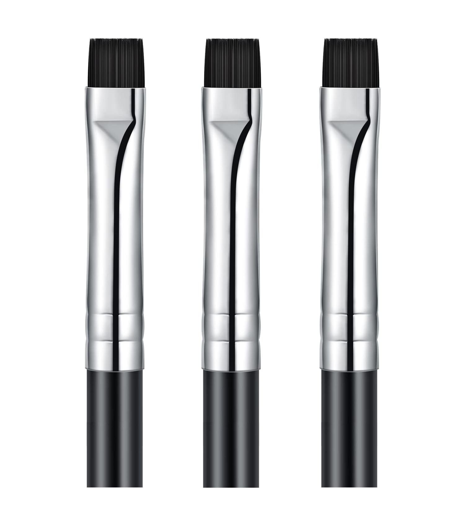3-Piece Eyebrow Brush Set | Finely Angled & Flat Eyeliner Brushes for Precision Gel Eyeshadow | Ultra-Thin Synthetic Bristles - Buy Online on GoSupps.com