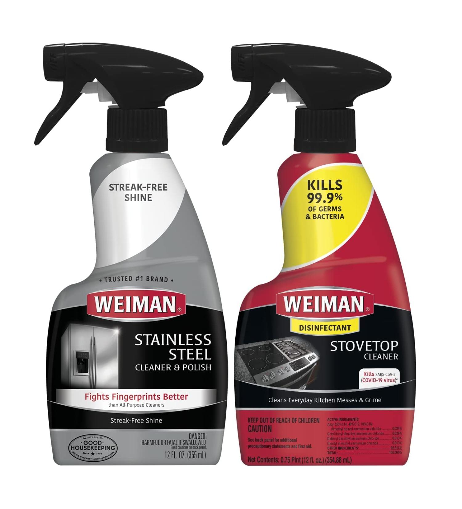 Weiman Stainless Steel Cleaner & Disinfecting Stovetop Daily Cleaner - 12 oz - Kitchen Appliance Kit - Buy Online on GoSupps.com