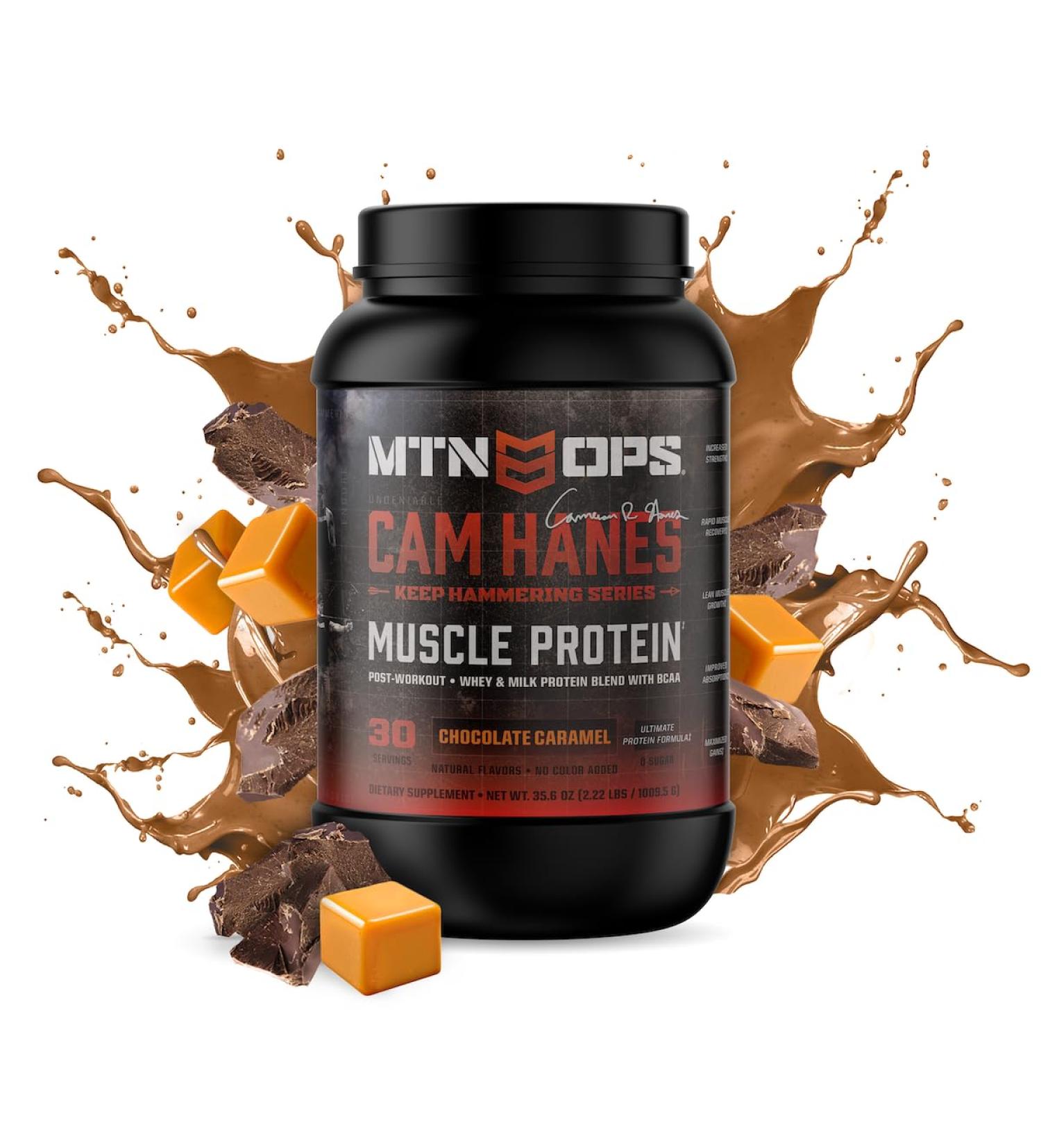 MTN OPS Cameron Hanes Keep Hammering Whey Protein Powder - Chocolate Caramel Flavor 30 Servings | Best International Shipping - Buy Online on GoSupps.com