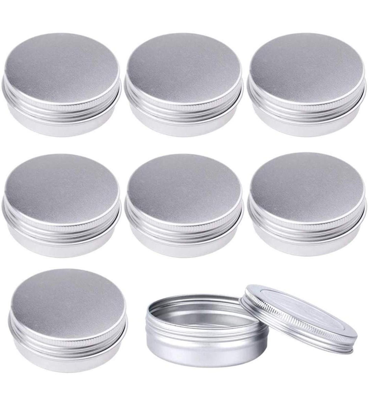 Proleo 24er Aluminum Empty Jar Silver - 60ml Cream Box with Screw Cap for Lip Balm Lotion Creams Masks & Mini Candles - Ideal for Cosmetics - Buy Online on GoSupps.com