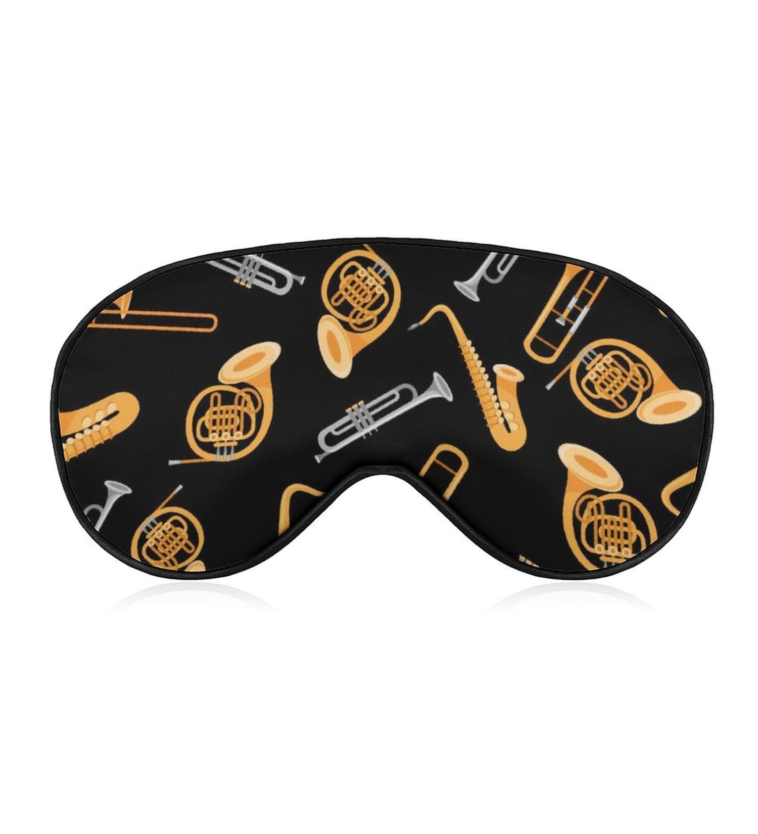 Musical Instruments Saxophone French Hor Sleep Mask Eye Cover for Sleeping Blindfold with Adjustable Strap Blocks Light Night Travel Nap for Men Women - Buy Online on GoSupps.com