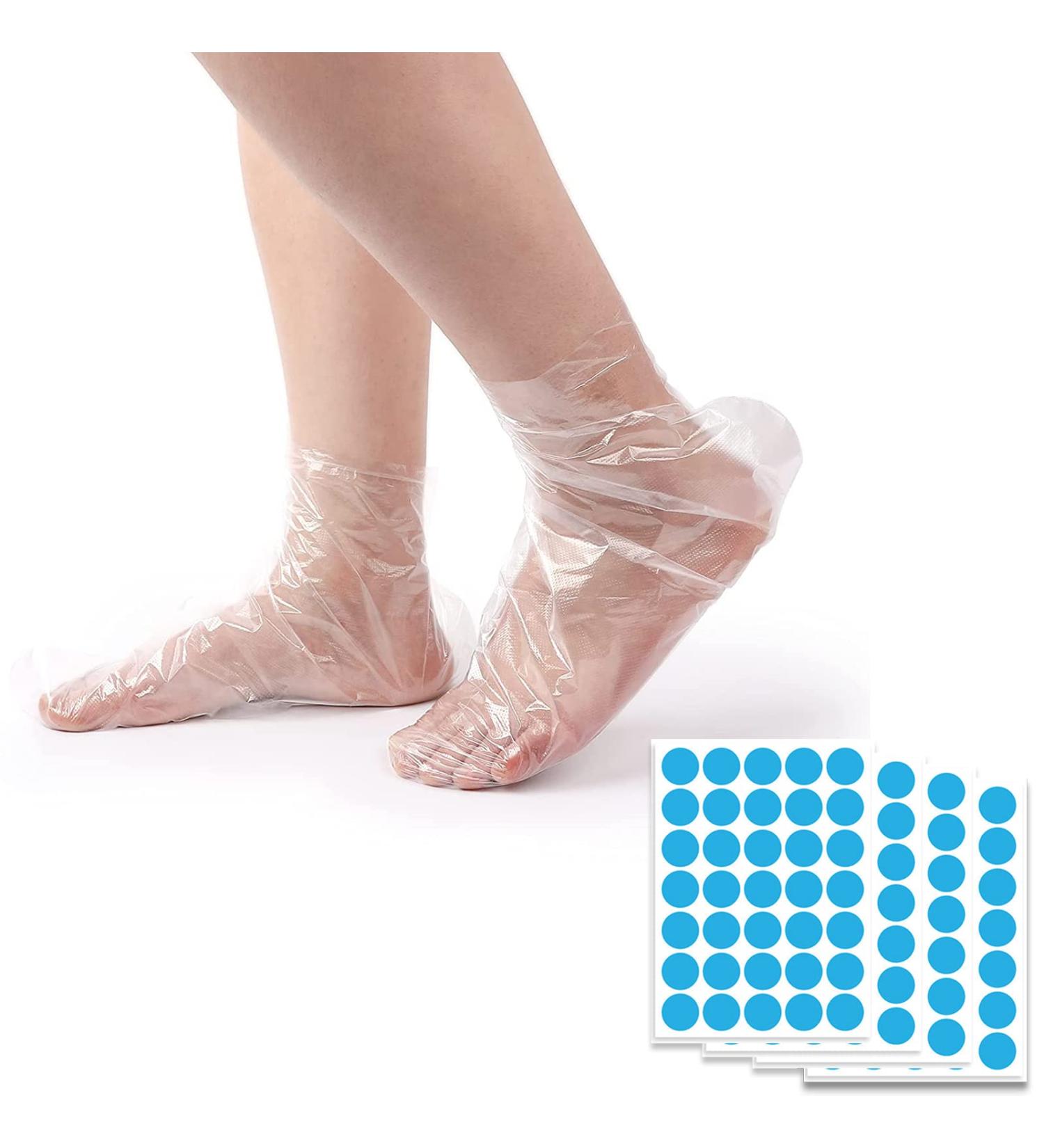 200pcs Clear Plastic Disposable Booties for Paraffin Bath - Foot Spa Wax Treatment Cover - Buy Online on GoSupps.com