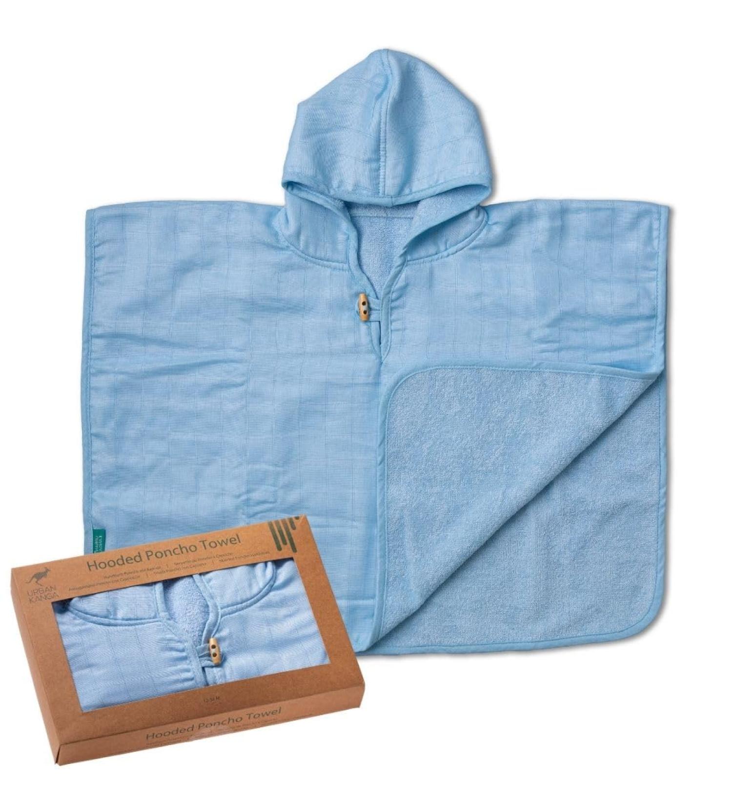 Urban Kanga Baby Bath Poncho with Hood | Two-Sided Crystal Blue Poncho for Children 1 Year - International Shipping - Buy Online on GoSupps.com