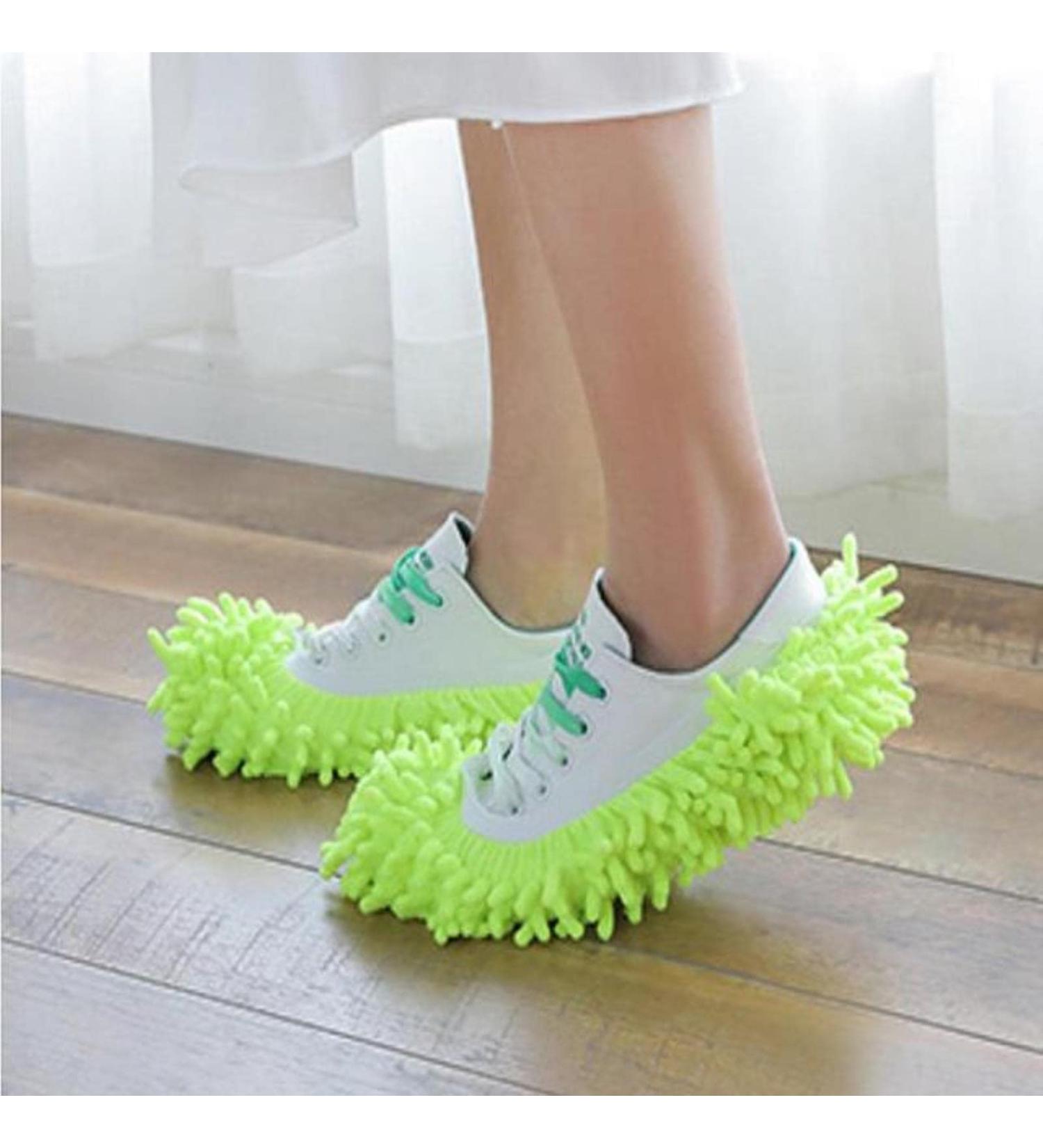 Multifunction Floor Dust Cleaning Slippers Shoes Lazy Mopping Shoes Home Floor Cleaning Micro Fiber Cleaning Shoes Cover Green 1 - Buy Online on GoSupps.com
