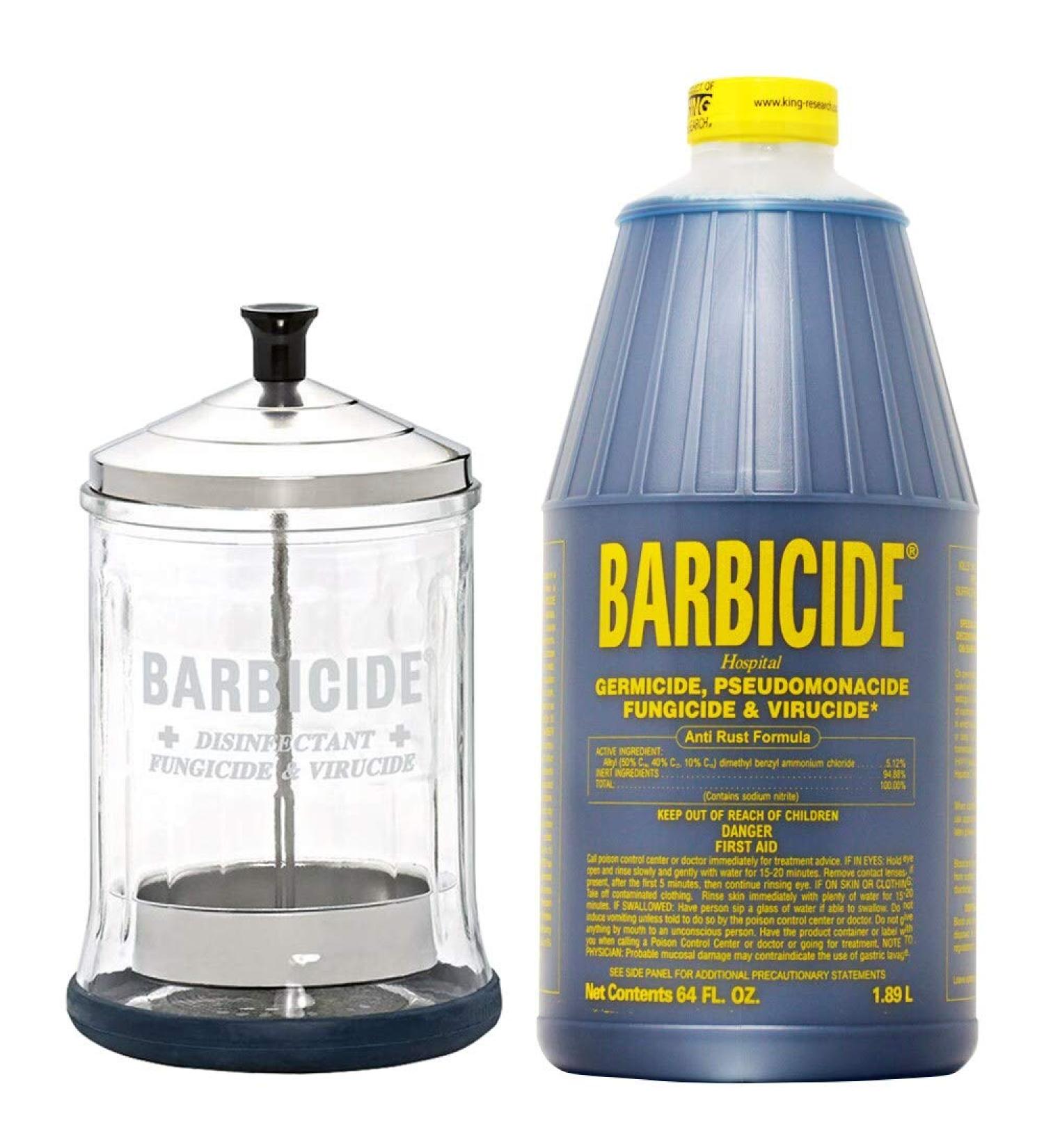King Research Barbicide Disinfecting Jar Midsize 21oz + Disinfectant 64oz