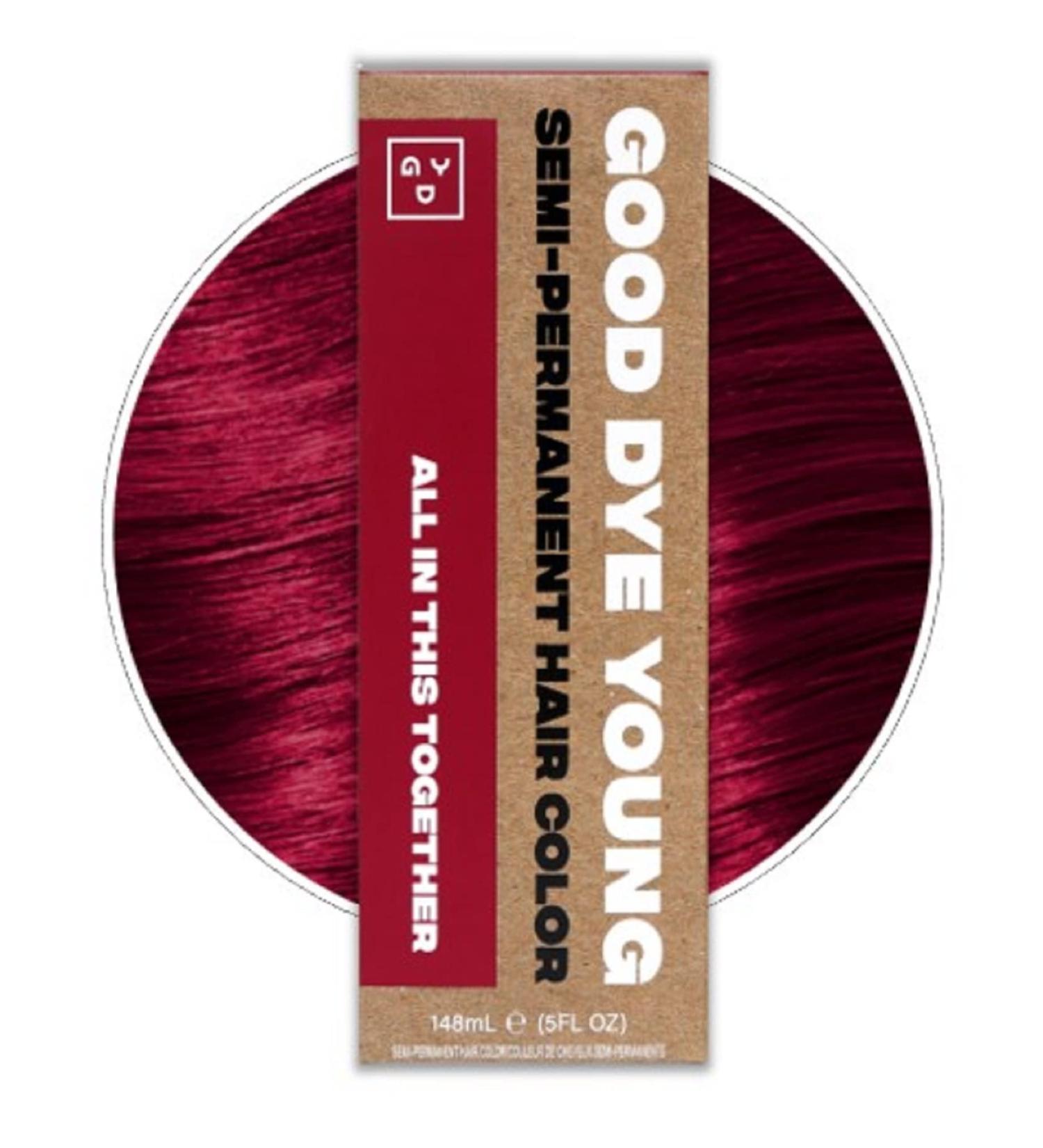 Good Dye Young Semi Permanent Red Hair Dye (All In This Together) - UV Protective Conditioning Burgundy Hair Color | Lasts 15-24+ Washes - Buy Online on GoSupps.com