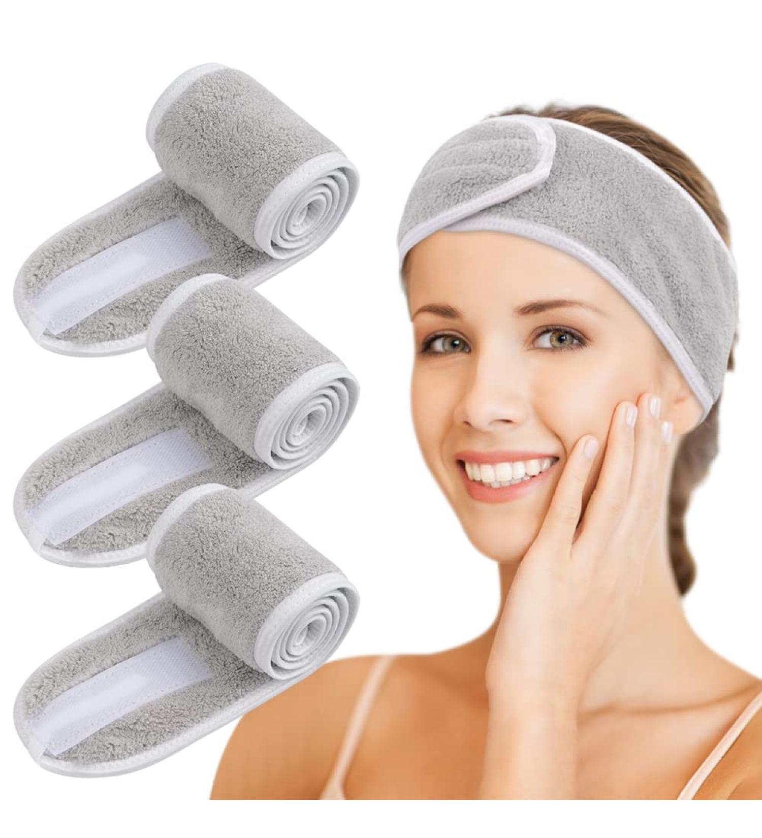 KinHwa 3 Pack Spa Facial Headband Makeup Hair Band Women Skincare Adjustable Microfibre Headband for Washing Face Sports Yoga Lightgray Lightgray 3 Count (Pack of 1) - Buy Online on GoSupps.com