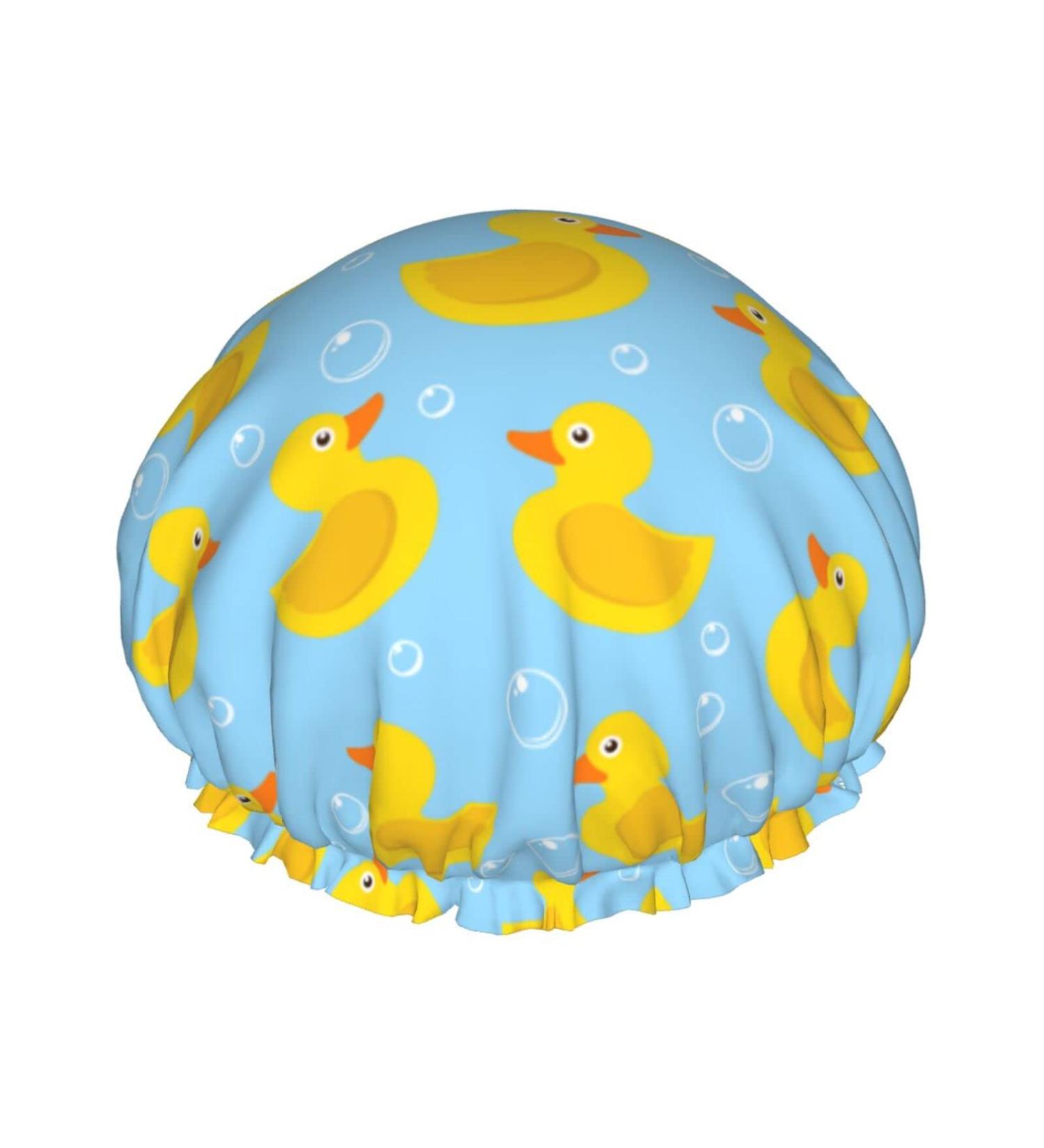 Yellow Rubber Duck Reusable Shower Cap | Double Layer Waterproof Hair Protector for Women, Kids, and Men - Buy Online on GoSupps.com