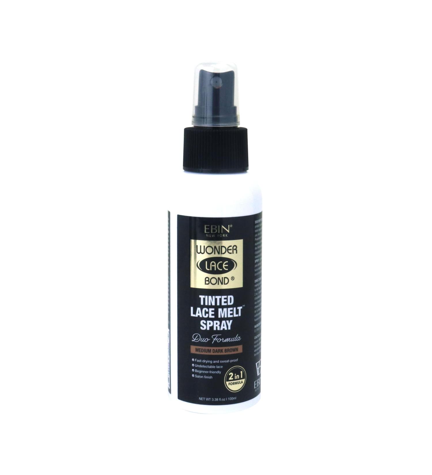 Wonder Lace Bond Tinted Lace Melt Pump Spray - Medium Dark Brown | No Residue Even Spray Matching Skin Tone for Natural Look 3.38oz /100ml 3.38oz/ 100ml MEDIUM DARK BROWN