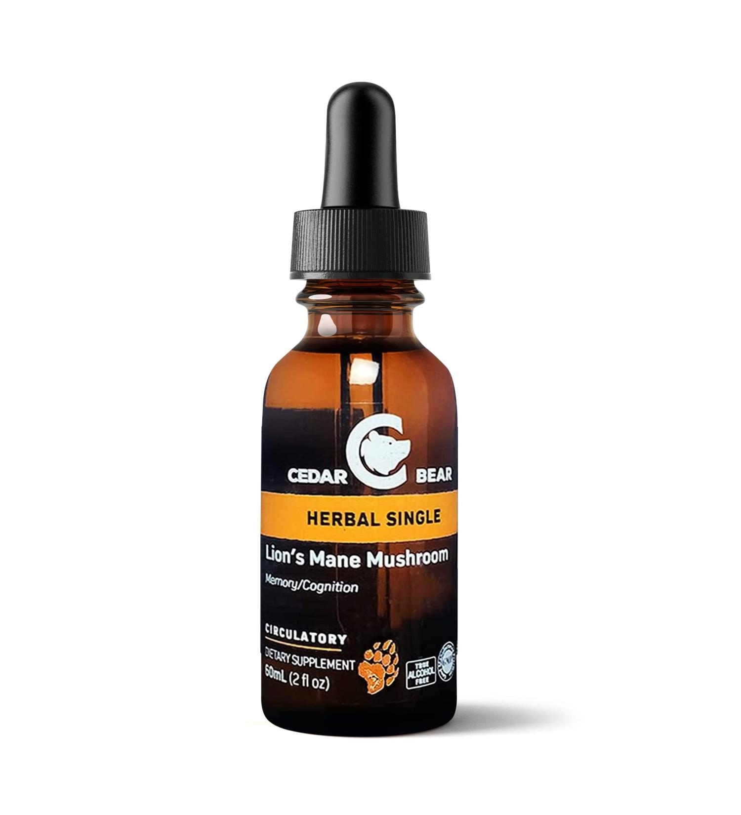 Cedar Bear Lion's Mane Mushroom Supplement 2 fl oz - All-Natural Brain Booster for Memory, Focus & Immune Support - Buy Online on GoSupps.com