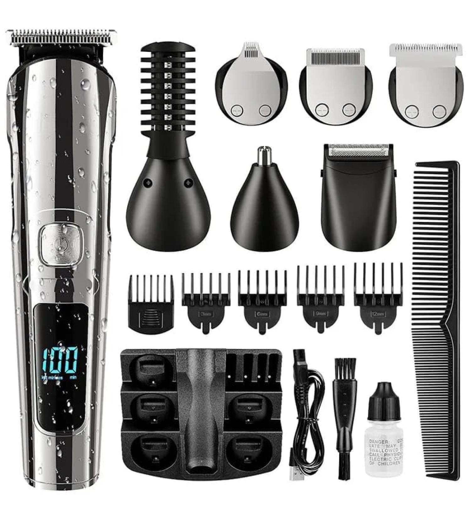 6 IN 1 Multi Grooming Kit For Men Rechargeable Beard Shaver Cordless Trimmer Hairs Cutting Clippers Body Ear Nose Hair Groomer - Buy Online on GoSupps.com