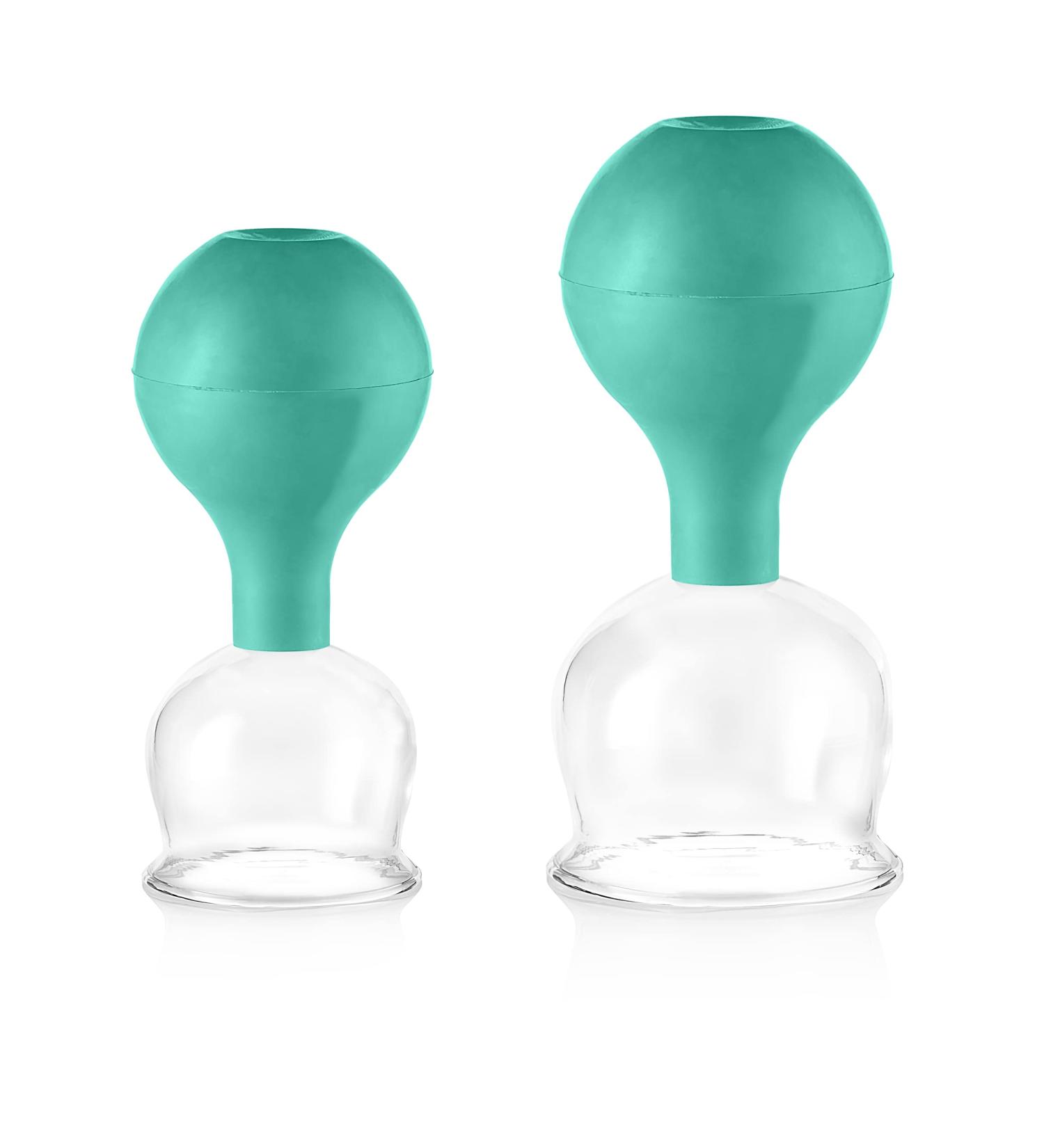 Pulox Cupping Glass Set of 2 - Real Glass Suction Cups (52mm & 62mm) - Green - International Shipping Available - Buy Online on GoSupps.com