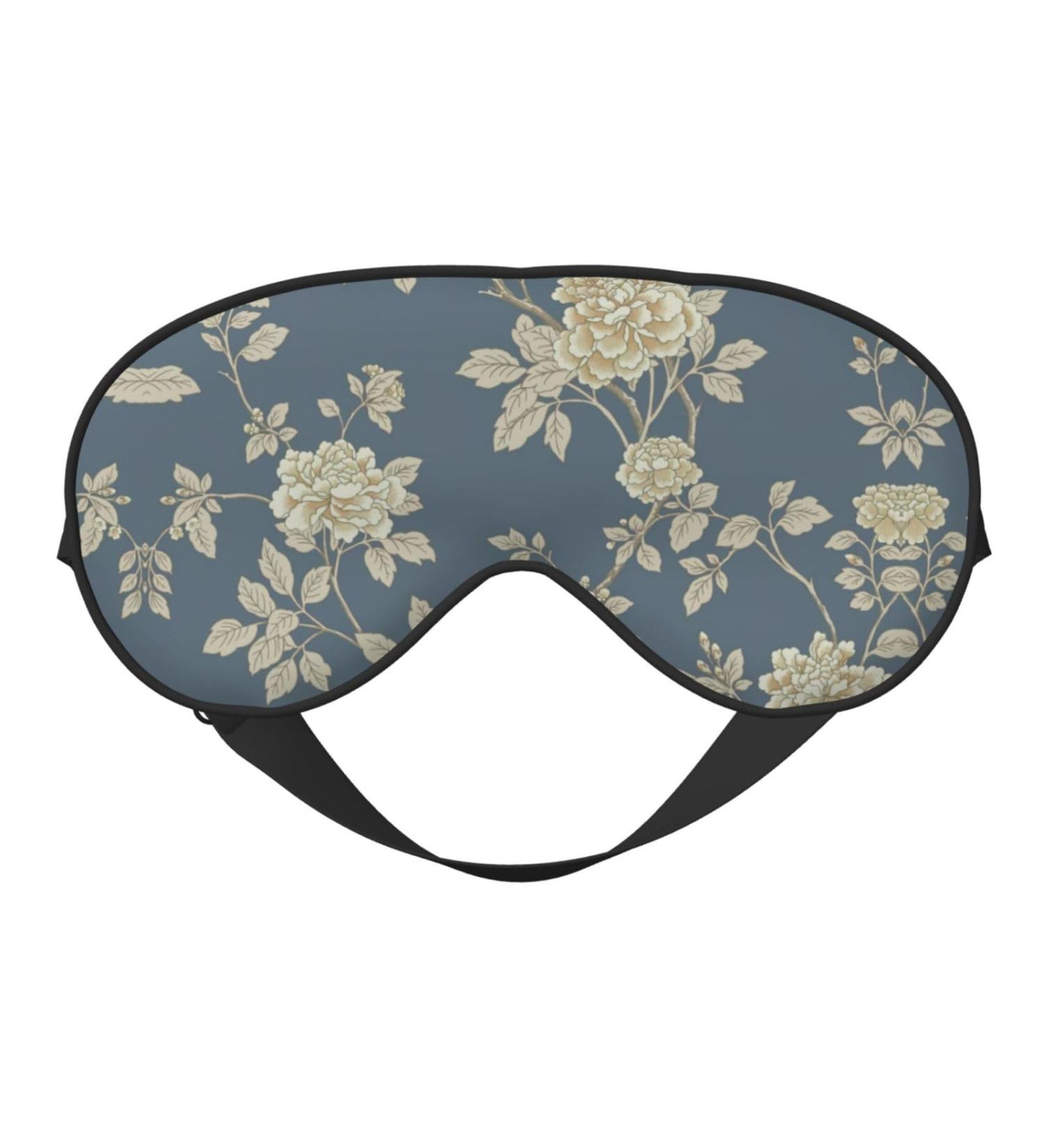 Blue and Yellow Floral Light Blocking Eye Mask | Soft Adjustable Sleep Mask for Travel & Yoga - Buy Online on GoSupps.com