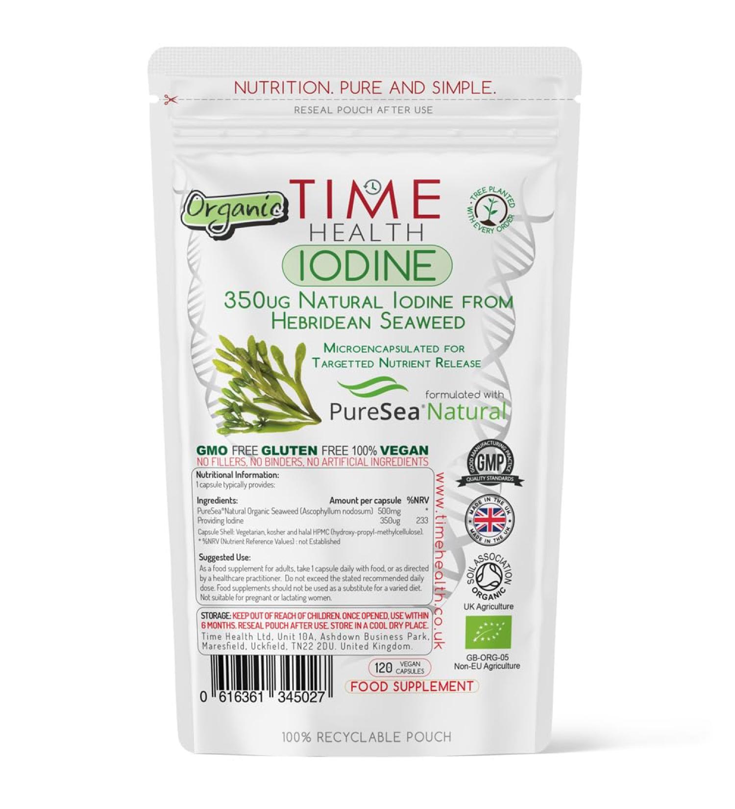 Organic Scottish Sea Kelp Capsules - PureSea Natural - UK Made - Vegan - 120 Capsules - Buy Online on GoSupps.com