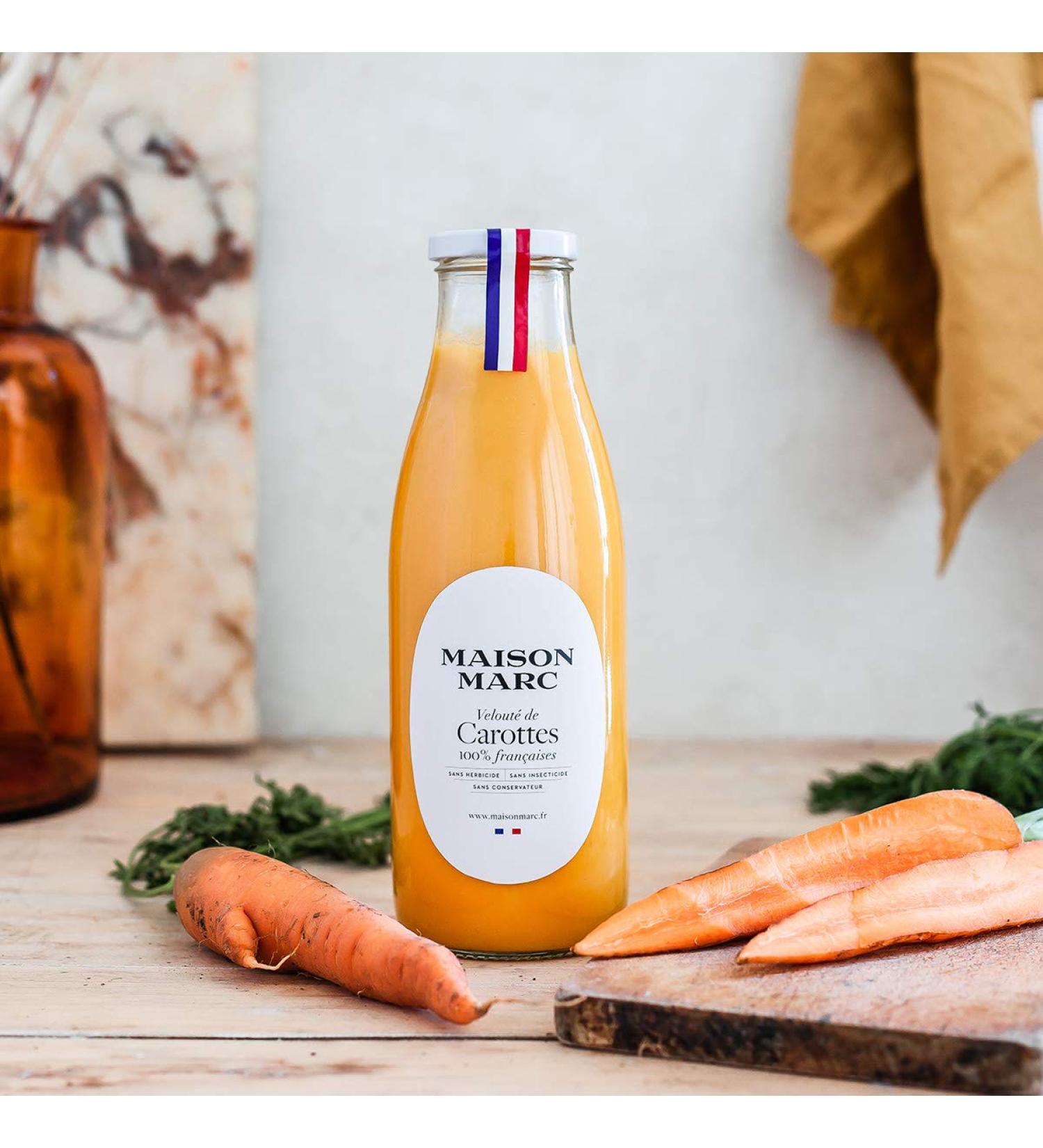 Creamy carrot soup 50cl Maison Marc Herbicide-free insecticide-free preservative-free Creamy vegetable soup Made in France Vegetable soup The real taste of carrots - Buy Online on GoSupps.com