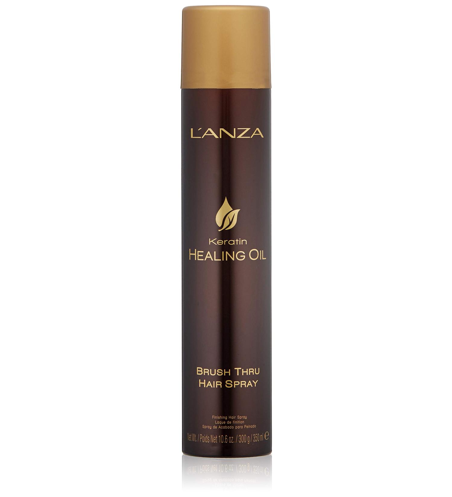 L'ANZA Keratin Healing Oil Brush Thru Hairspray - Medium Hold for Long-Lasting Shine | Triple UV & Heat Protection | 10.6 Fl Oz - Buy Online on GoSupps.com