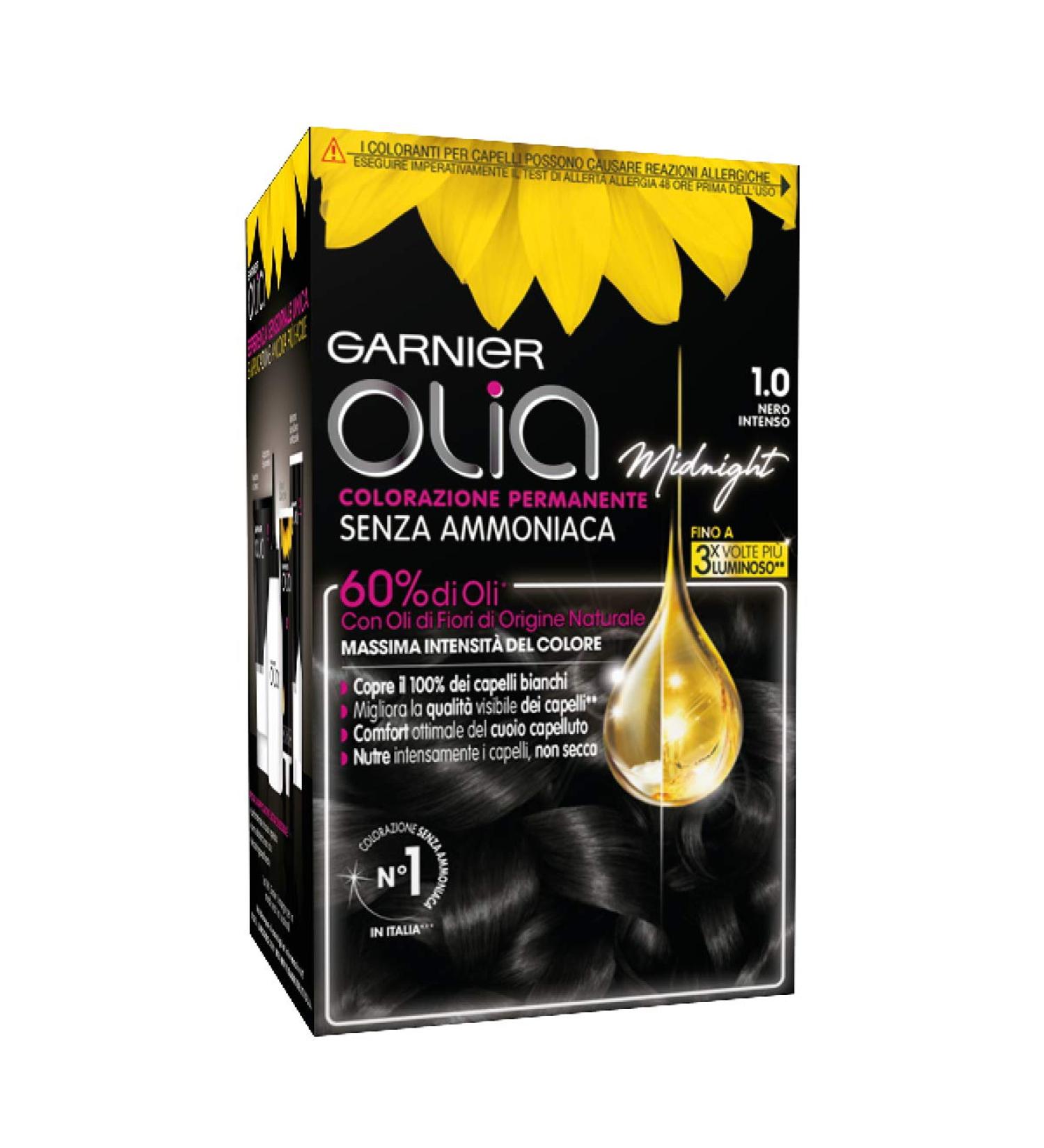 Garnier Olia permanent colouring and bleaching 1.0 Nero Intenso - Buy Online on GoSupps.com