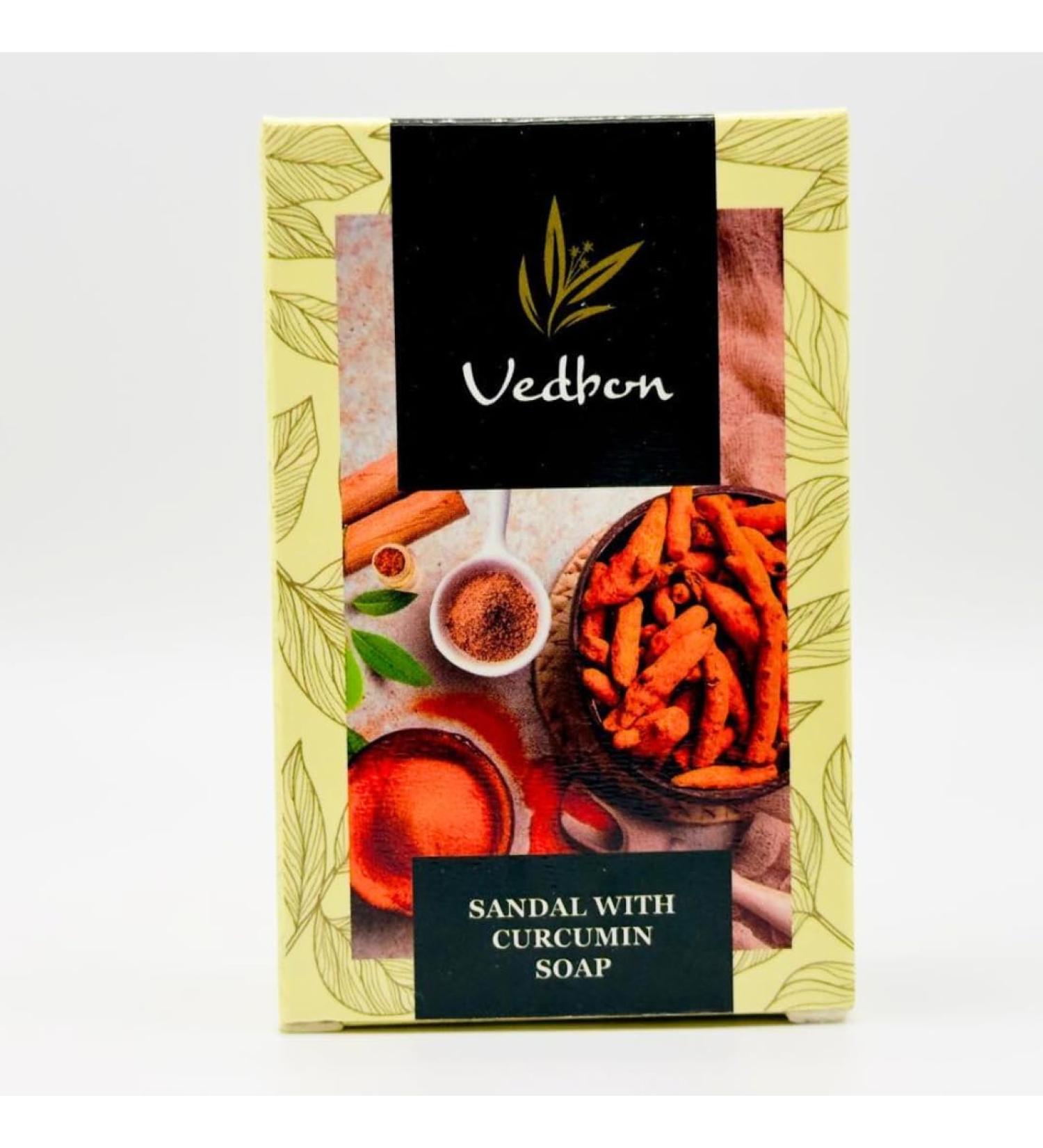 Organic Sandalwood & Curcumin Soap - Nourishing Anti-Aging | Paraben-Free Skin Brightening | Daily Bath Soap for Men & Women - Buy Online on GoSupps.com