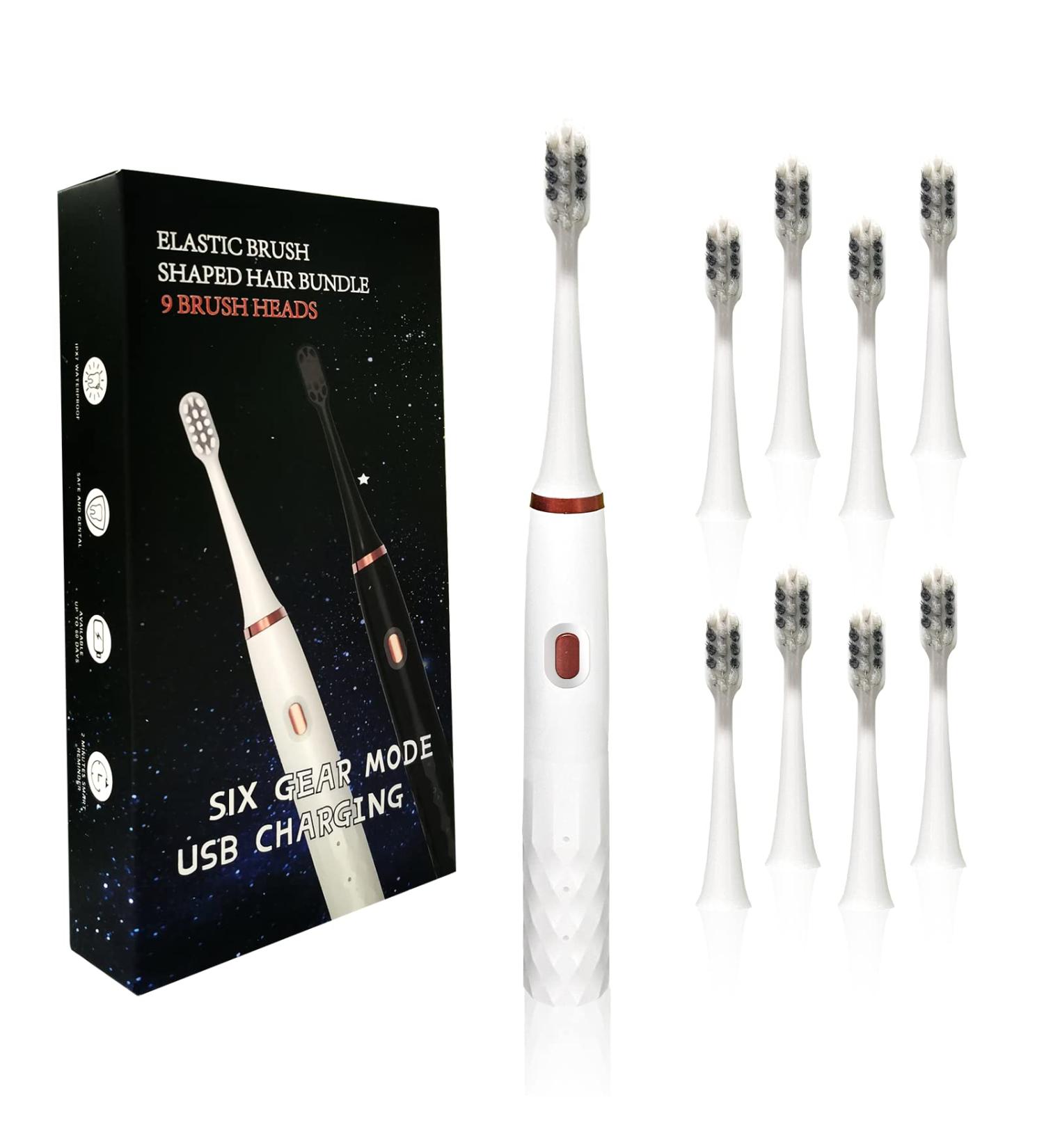 Arthinknk Sonic Electric Toothbrush - 9 Brush Heads, Rechargeable for Adults & Kids, 38000VPM, 2 min Timer, 6 Modes, 60 Days Battery - White - Buy Online on GoSupps.com