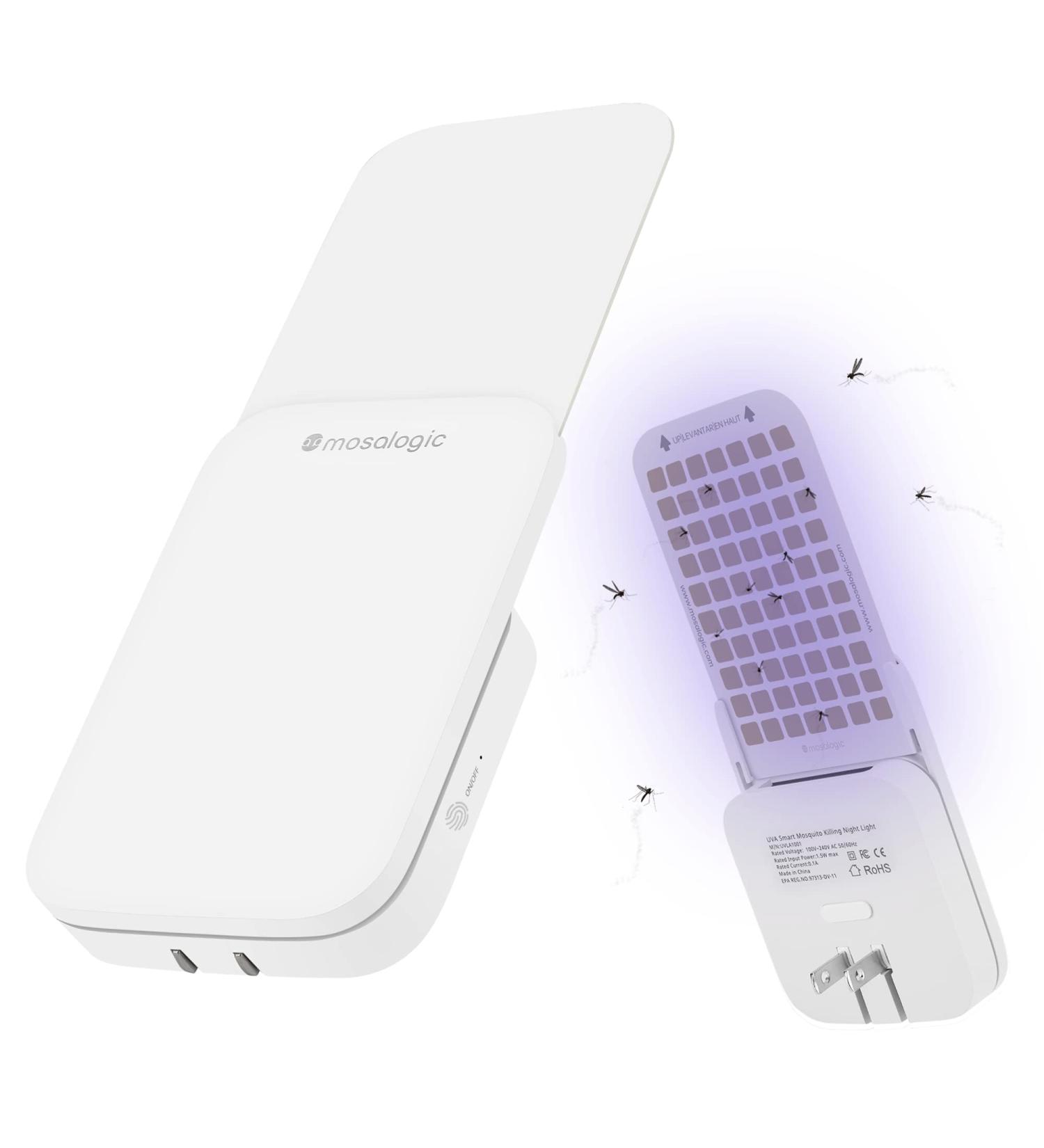 Mosalogic Plug-in Flying Insect Trap - Indoor Mosquito Killer with UV Attractant & Night Light - Gnat, Moth, Fly Catcher for Home & Office (1 Pack, White) - Buy Online on GoSupps.com