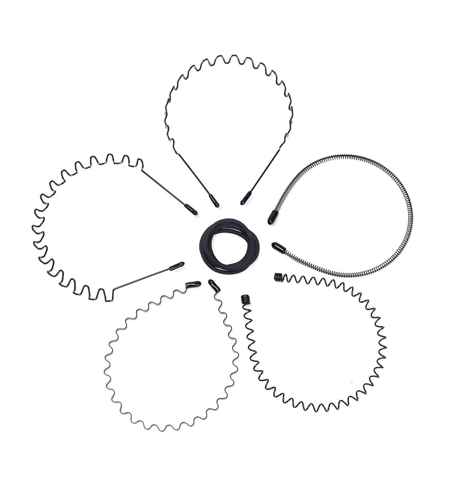 Etercycle Metal Wavy Headbands 5-Piece Set with Elastics Hair Ties - Fashion Hair Hoop Accessories for Men and Women - Buy Online on GoSupps.com