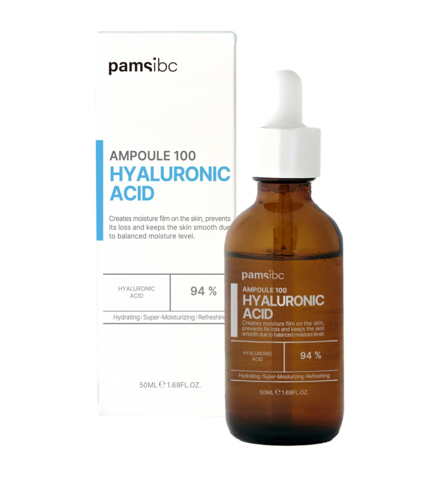 PAMS IBC Ampoule 100 Hyaluronic Acid 94% Korean Professional Skin Care Treatment Inspired Moisturizing Serum with High Concentration HA for Supple & Hydrated Skin (1.69fl.oz/50ml) - Buy Online on GoSupps.com