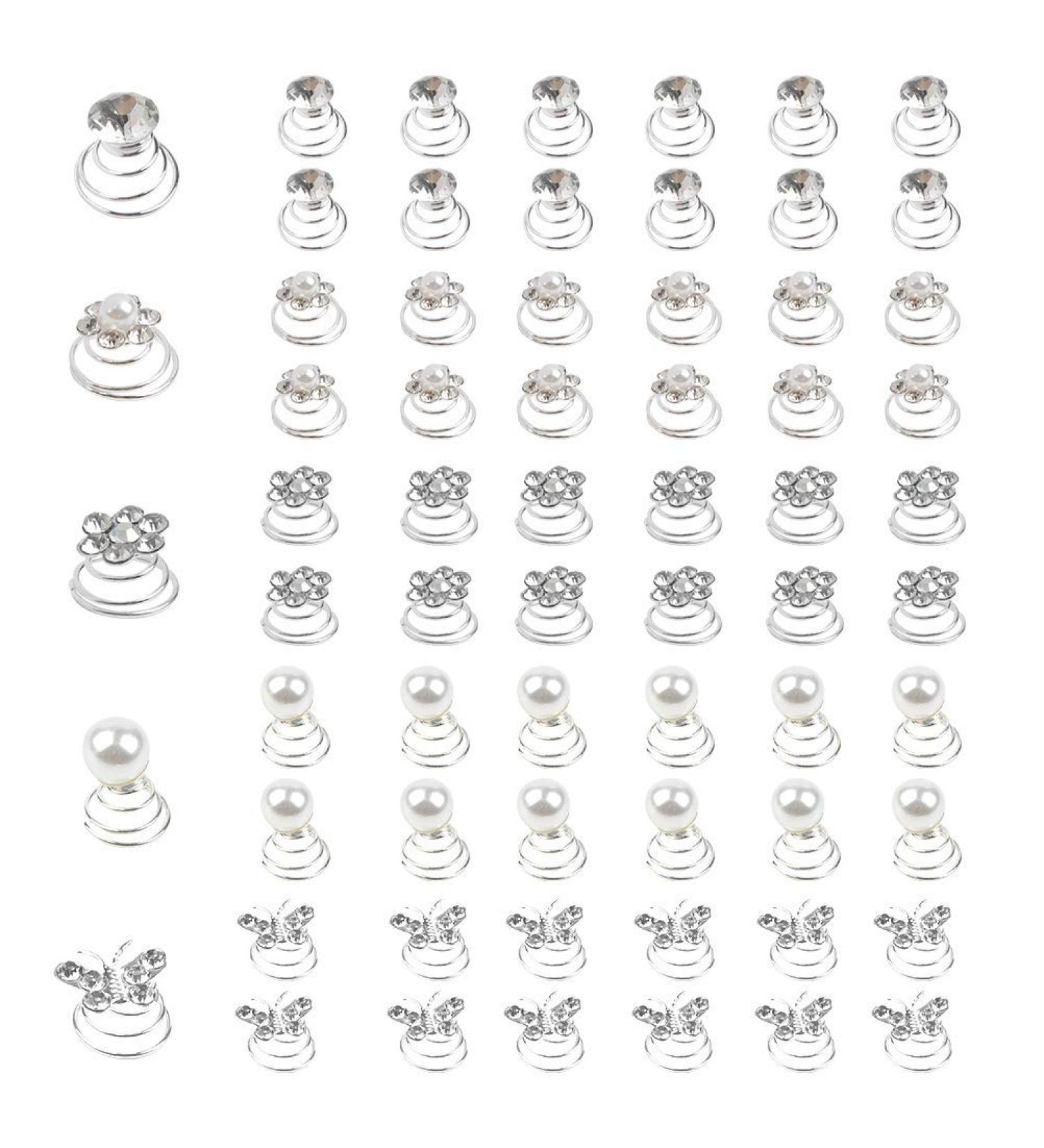 Doduos 60-Piece Wedding Hair Accessories Set - Pearl & Rhinestone Spiral Hair Clips for Brides Parties & Special Occasions - Buy Online on GoSupps.com