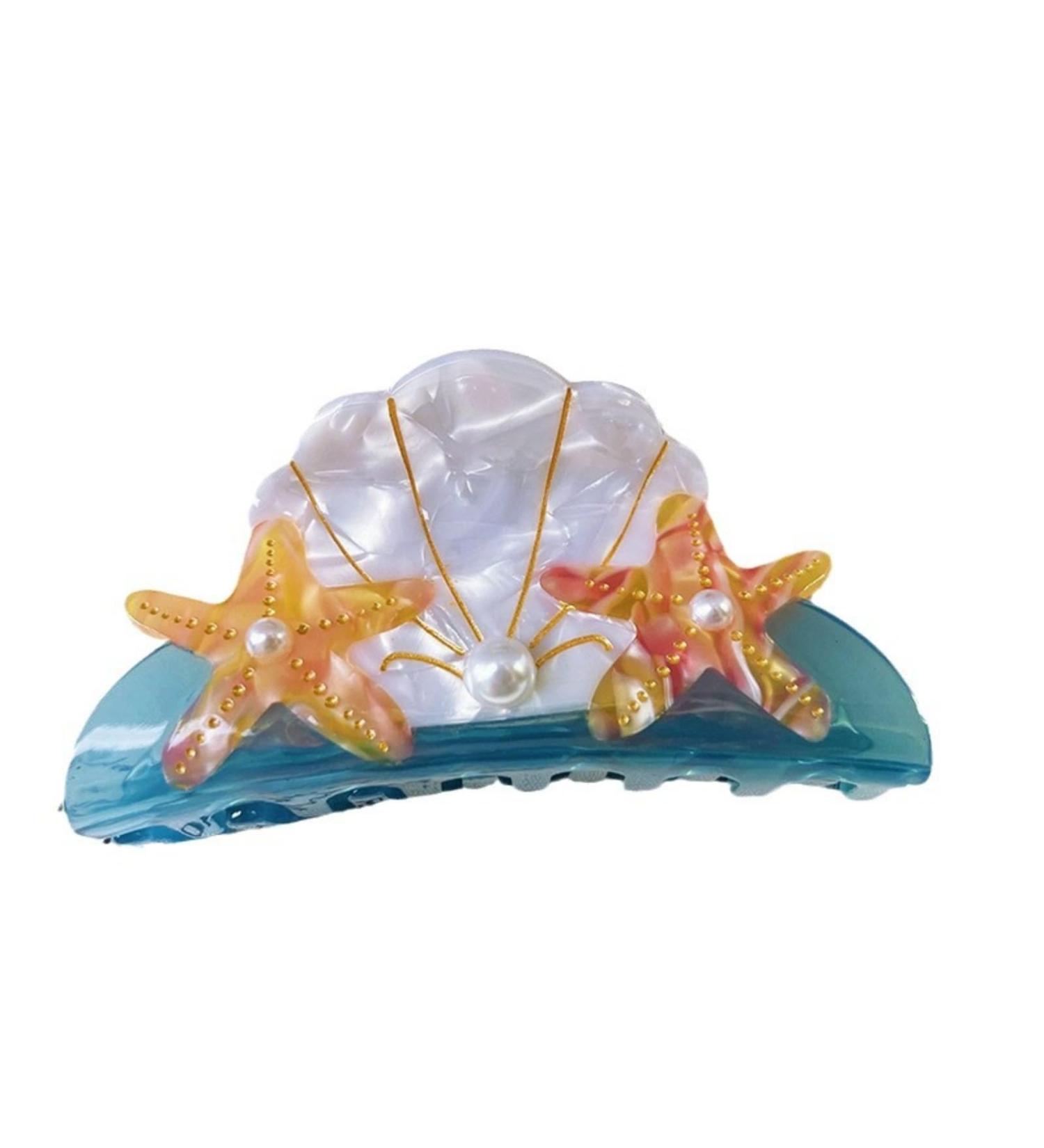 ELICNA Chic and Stylish Ocean-Inspired Acetate Hair Clips with Starfish Seashells and Tropical Motifs - Durable Fashion Accessories for Beachy Vibes - Versatile Nature-inspired Designs - Shark Clip - Buy Online on GoSupps.com