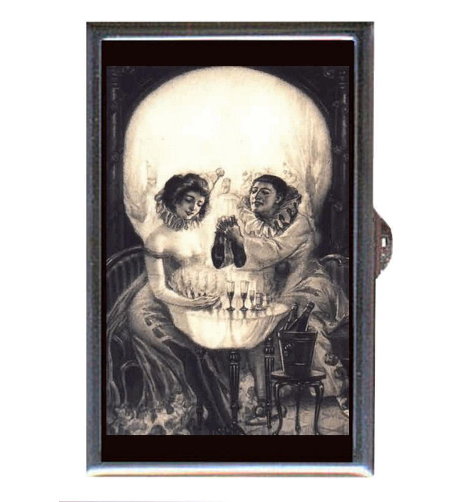 Skull Victorian Illusion Goth Blonde Pin Up Girl Decorative Pill Box