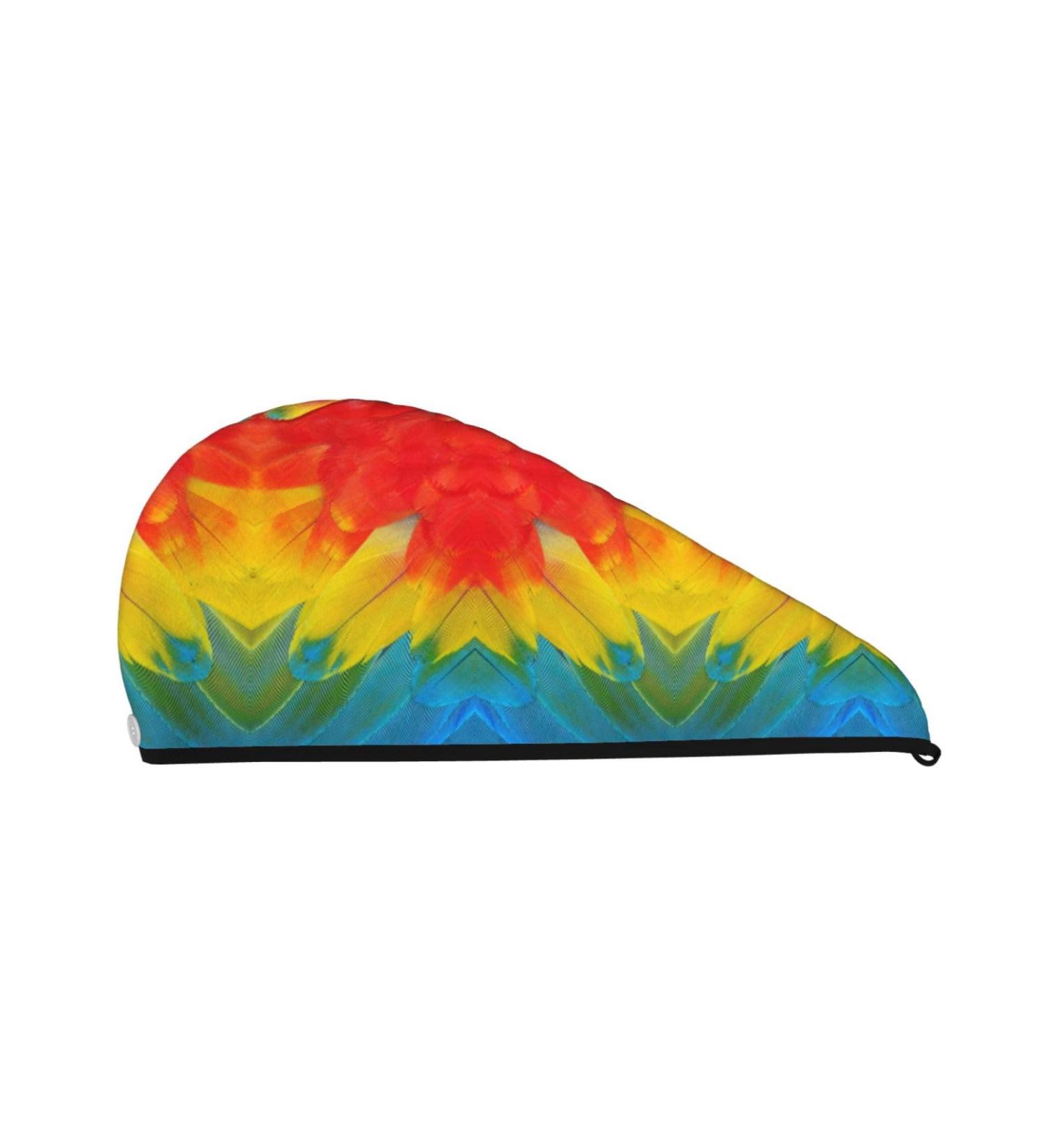 Fantastic Parrot Feather Coral Velvet Dry Hair Cap | Unisex Towel Wrap for Bathroom Pool Beach & Home - Buy Online on GoSupps.com
