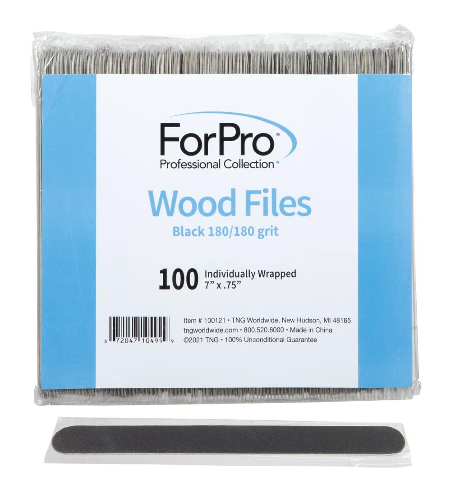 ForPro Wood Nail File Black 180/180 Grit 7L x .75W - 100-Count Individually-Wrapped - Buy Online on GoSupps.com