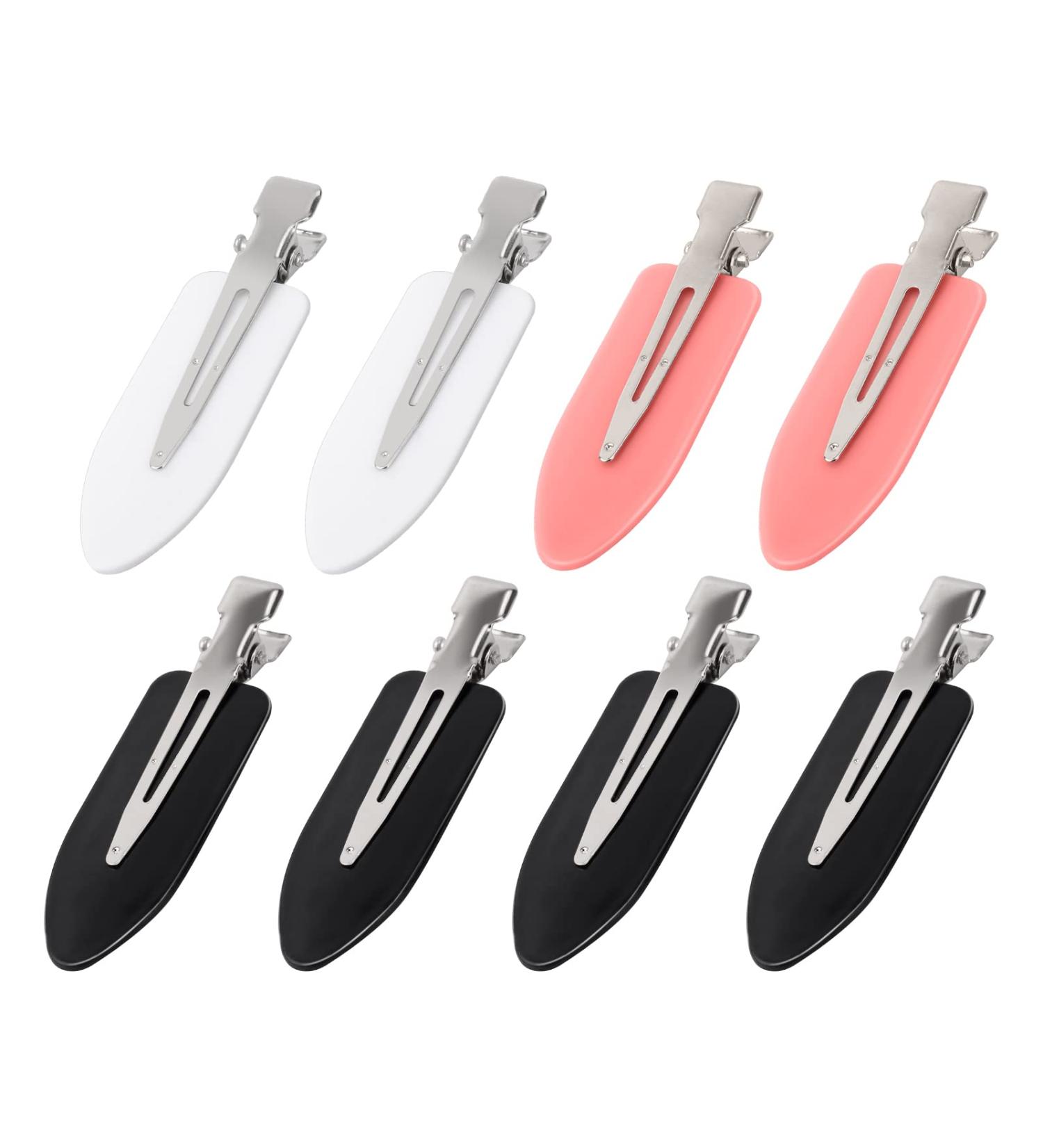 AMMON 8 Pcs No Bend Hair Clips - Salon Styling Creaseless Hair Clips for Women and Girls (4 Black 2 White 2 Pink) - Buy Online on GoSupps.com