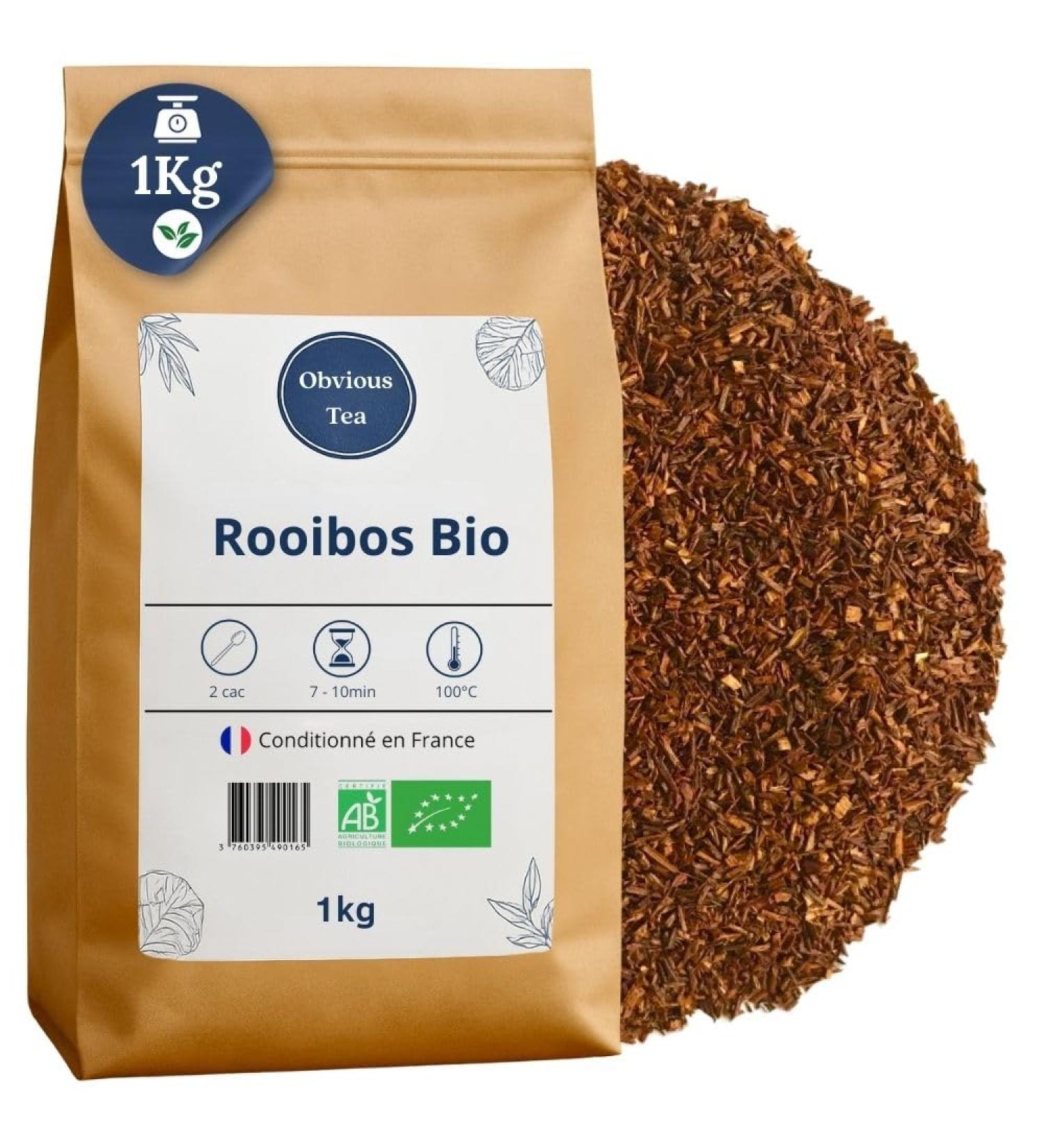 Rooibos Nature Bio - Infusion Vegan en Vrac 100% Naturel Sans OGM - Agriculture Biologique - Conditionn en France - Sachet 1 kg (500 Tasses) - Buy Online on GoSupps.com
