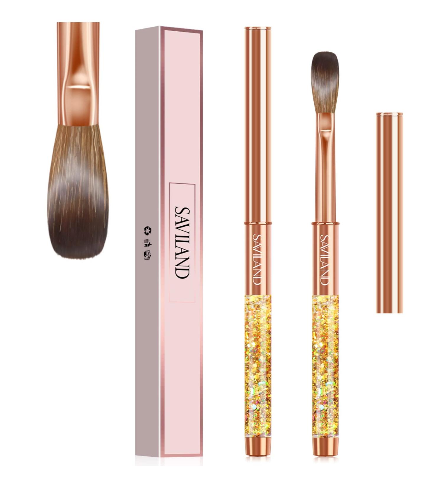 Saviland Size 12 Kolinsky Acrylic Nail Brush - Professional 100% Pure Kolinsky Oval Brush with Golden Handle and Rhinestone Accent - Ideal for Acrylic Application - Nail Art Tool - Buy Online on GoSupps.com