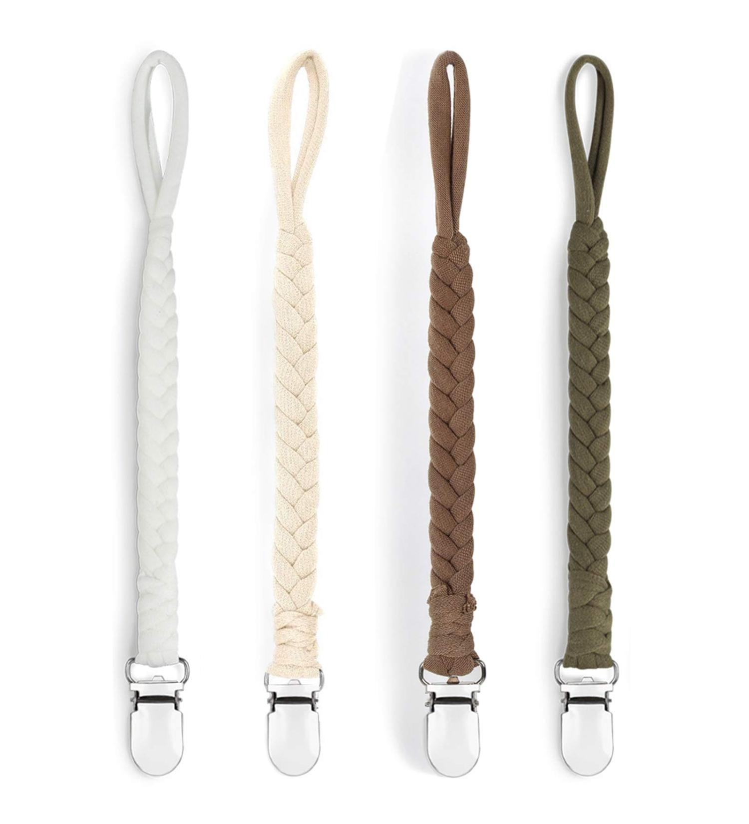 Pacifier Clips for Boys and Girls - Hand-Made Braided Leash for Teething Toy or Soothie (4 Pack, Color E) - Buy Online on GoSupps.com