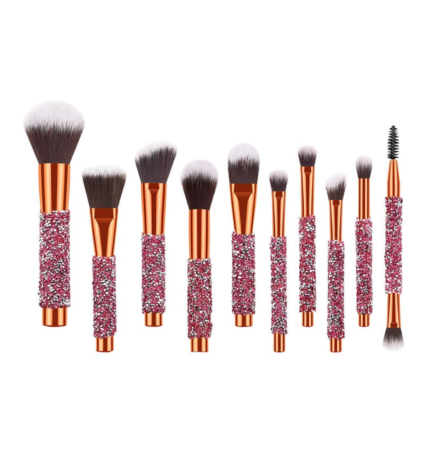10x Glow in the Dark Makeup Brushes Set - Foundation Powder Eyeshadow Eyeliner Lip Brush - Gold | Best Quality International Shipping - Buy Online on GoSupps.com