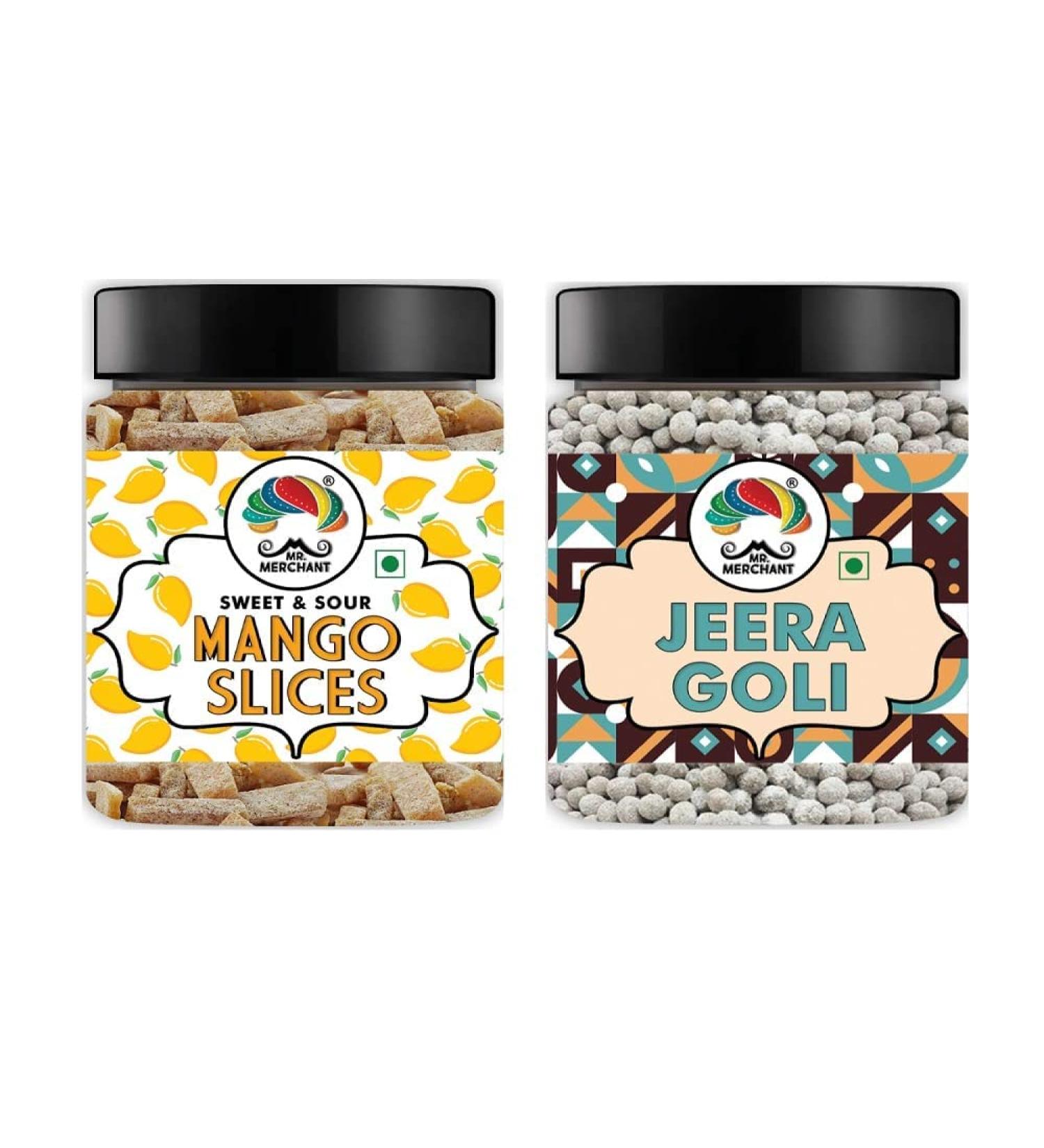 Mr. Merchant Mango Slice (300g) & Jeera Goli (300g) Mouth Freshener Digestive After-Meal Mukhwas Combo (Pack of 2) _Packing May Vary - Buy Online on GoSupps.com