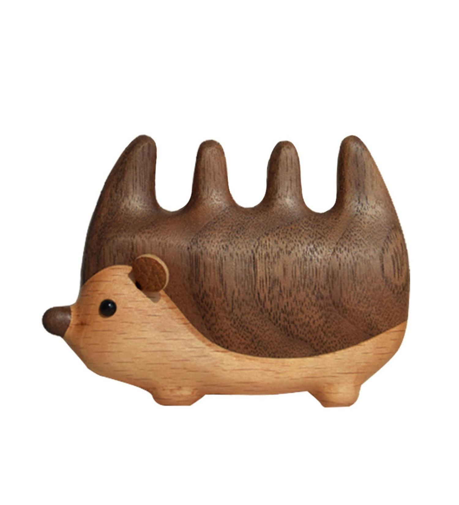 Creative Hedgehog-Shaped Comb - Premium Black Walnut Solid Wood Head Massage Hairbrush Unique Gift Idea Hedgehog comb - Buy Online on GoSupps.com