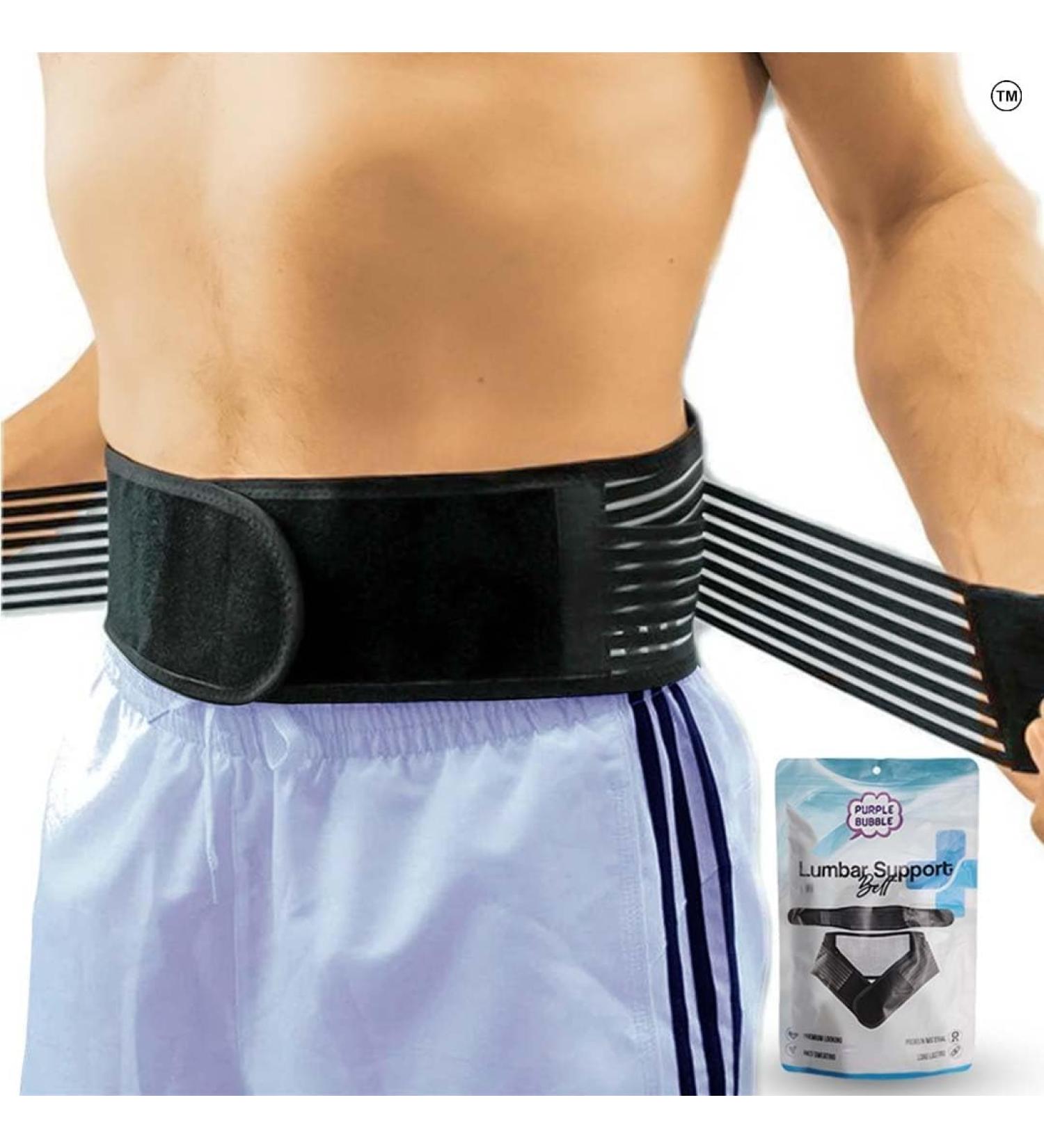 Self-Heating Purple Bubble Lumbar Belt for Men & Women - 20 Magnet Back Brace for Sciatica, Herniated Disc, Scoliosis - M (Waist 29-34) - Black - Buy Online on GoSupps.com