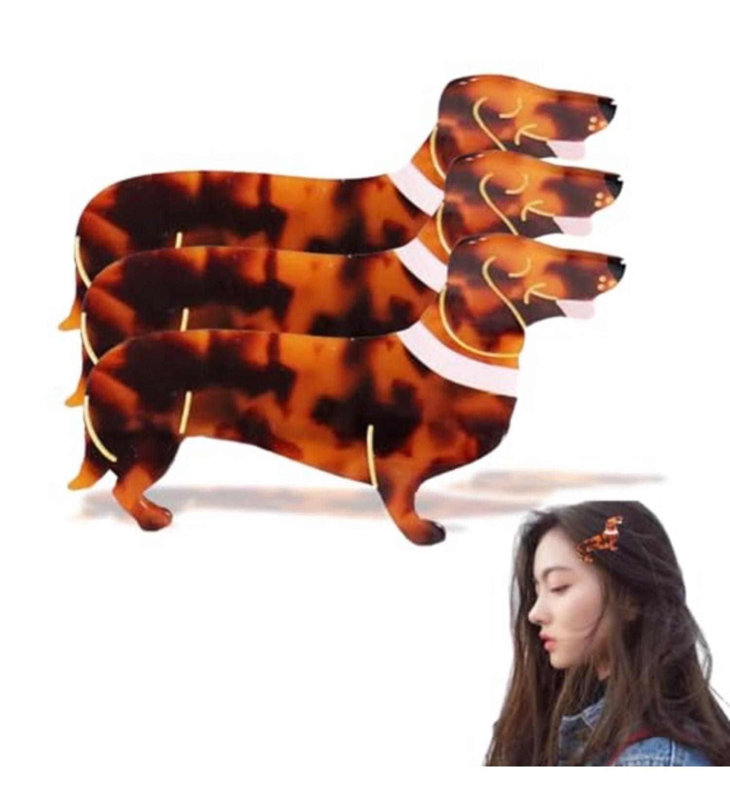 3 Hair Clip Dog Dachshund Creative Cute Acetate Animal Hair Clips Small Claw Clips Dog Fashion Jaw Hair Clips for Girls Dog Lovers Gifts - Buy Online on GoSupps.com