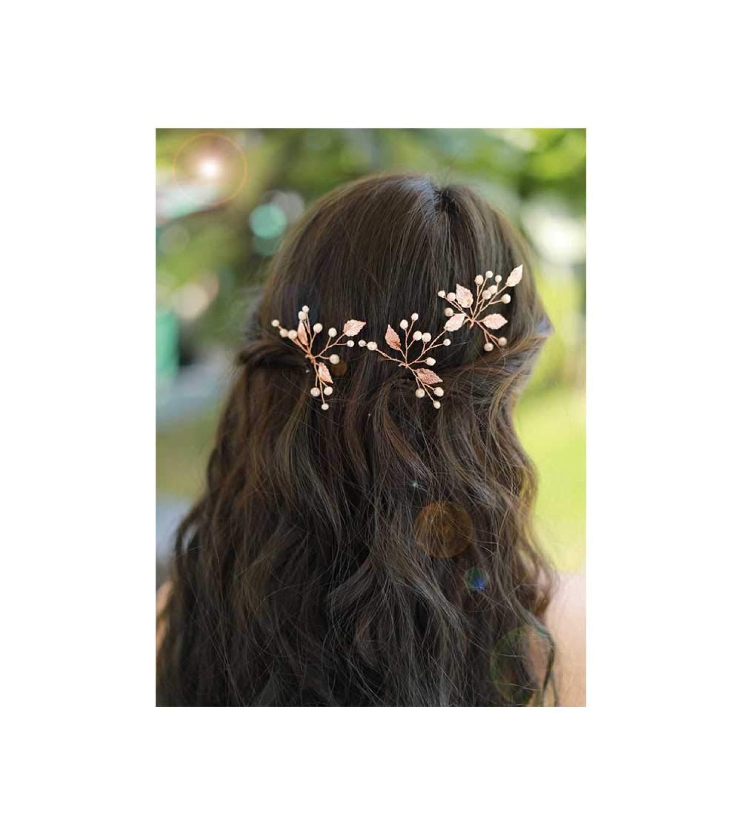 Gracewedding Bridal Rose Gold Crystal Hair pins Women Headpiece Wedding Hair Accessories-Bridal Hair Accessories Vintage Wedding Hair Jewelry for Party and Evening - Buy Online on GoSupps.com