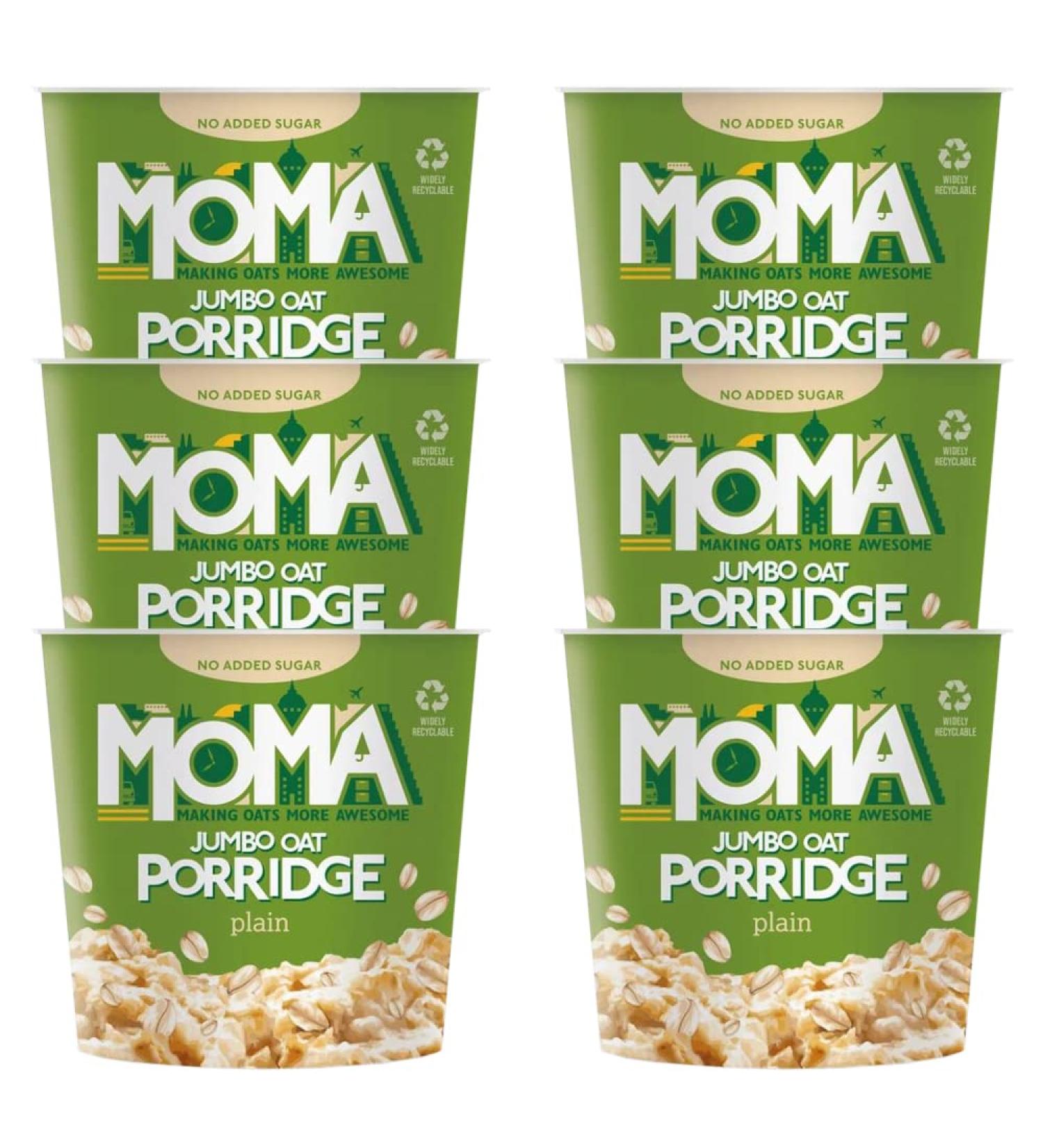 Pack of 6 Jumbo Plain Cereal Pots - 65g - For Breakfast - Ready to Use