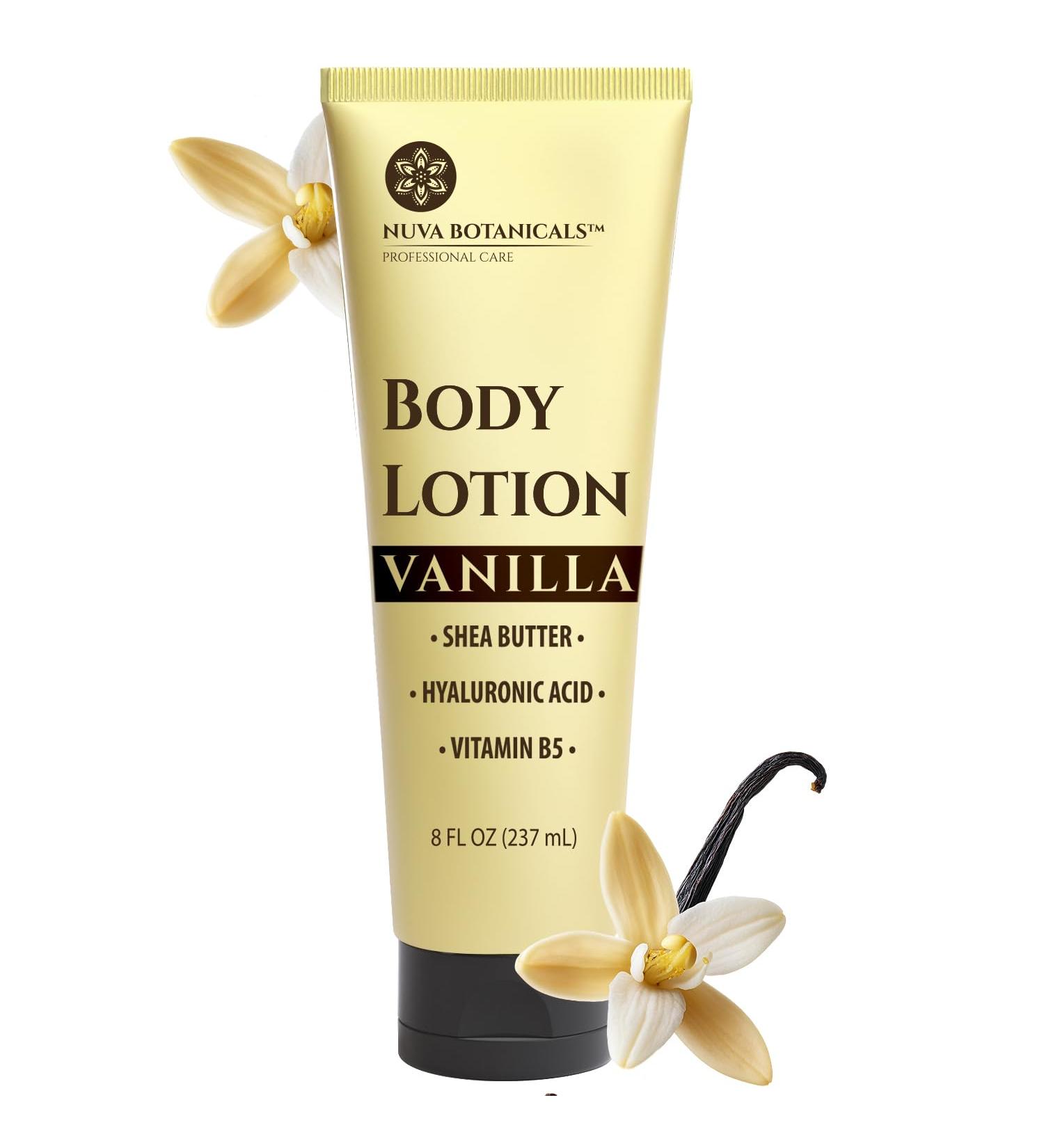 Nuva Botanicals Vanilla Body Lotion for Women Dry Skin - Vanilla Lotion for Women with Hyaluronic Acid - Body Cream for Women with Shea Butter - Moisturizing and Hydrating Vanilla Body Care (8 fl oz) 1 Pack - Buy Online on GoSupps.com