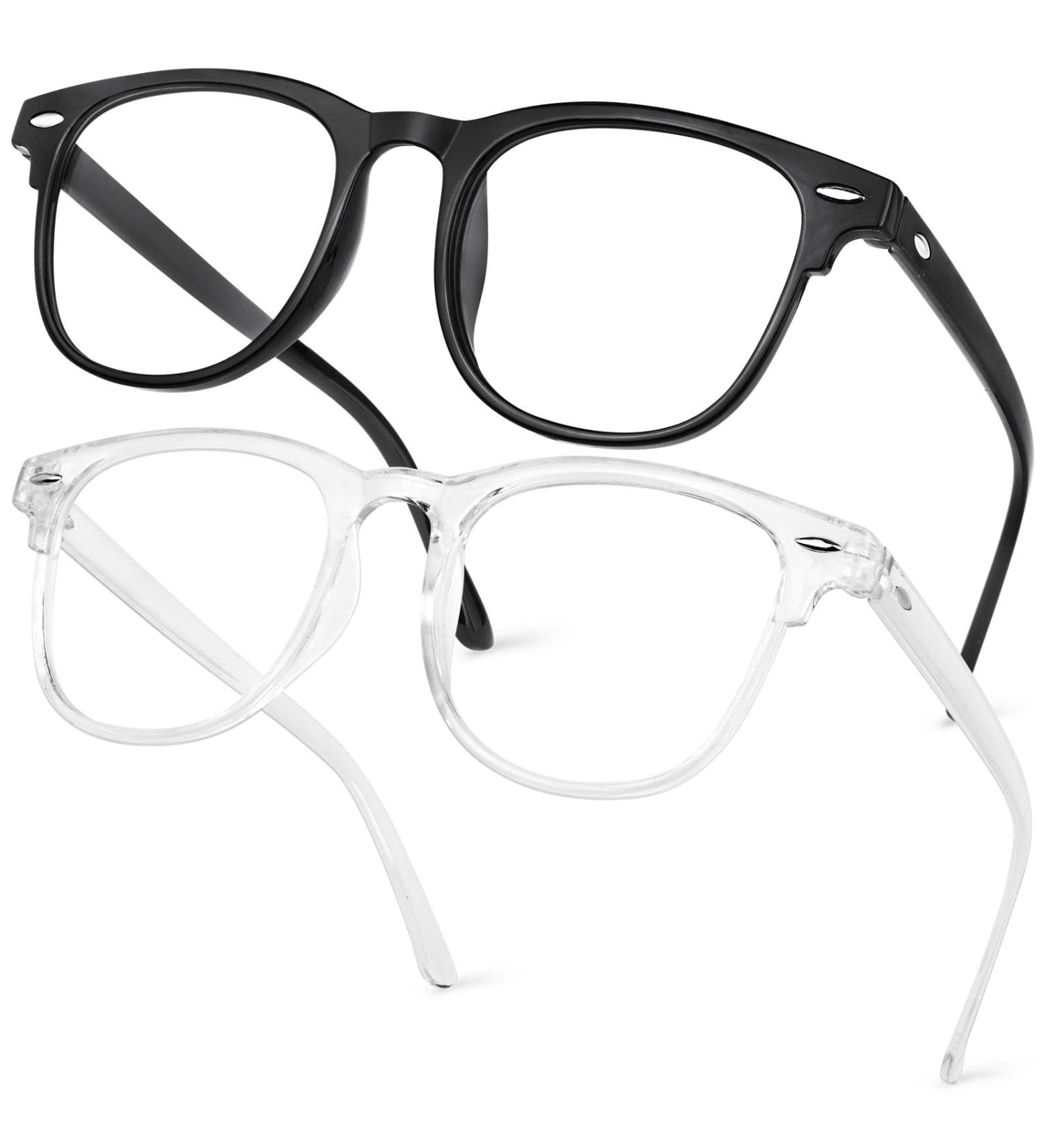 Aomig Blue Light Glasses - 2PC Gaming & Reading Glasses | Unisex Eye Protection & Fatigue Relief (Black/White) - Buy Online on GoSupps.com