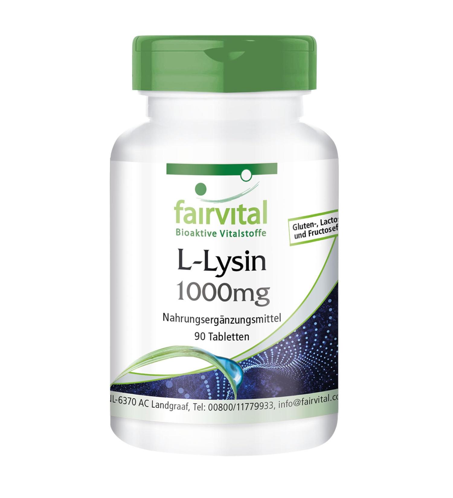 Fairvital L-Lysine 1000mg - High Dose 1250mg L-Lysine HCL | 90 Tablets for Immune Support & Health | International Shipping Available - Buy Online on GoSupps.com