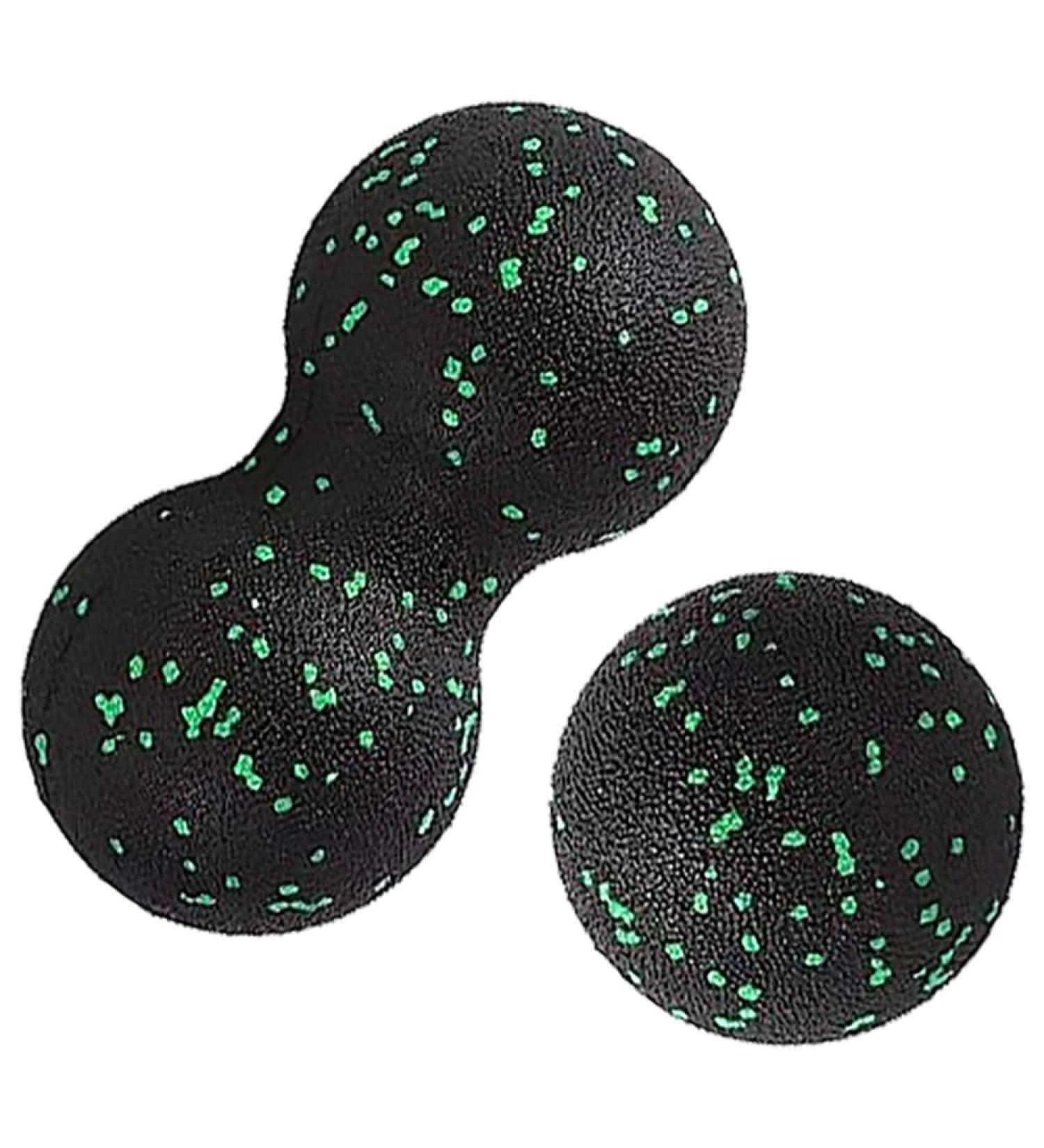 Fascia Ball Set for Deep Tissue Massage | Peanut & Lacrosse Balls for Neck Back Spine & Feet Relief | Trigger Point Release - Green - Buy Online on GoSupps.com